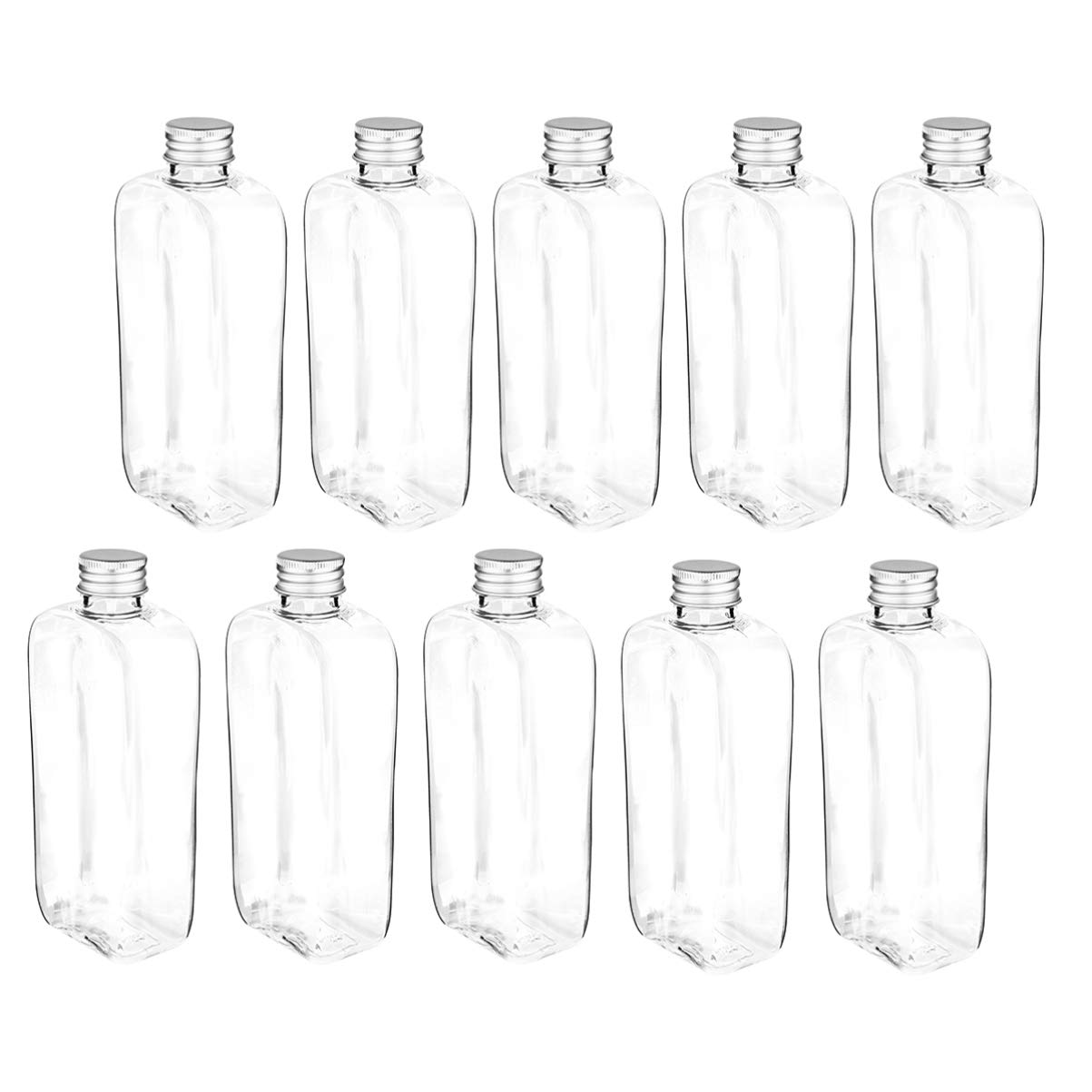 Hemoton 10 Pack Plastic Drink Bottles with Lids - Empty Beverage Containers for Water, Juice, Milk, Shampoo & Lotion - Travel-Friendly Spiral Design for DIY, Refills & On-the-Go Use