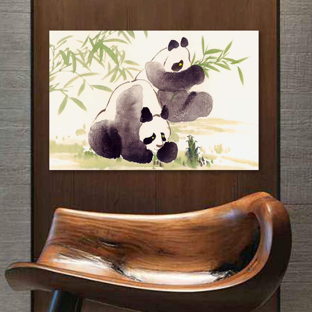 Wall26 Panda with Bamboo Giclee Canvas Wall Art - 12x18 Inches, Perfect for Bedroom, Living Room, Home Office & Nursery Decor
