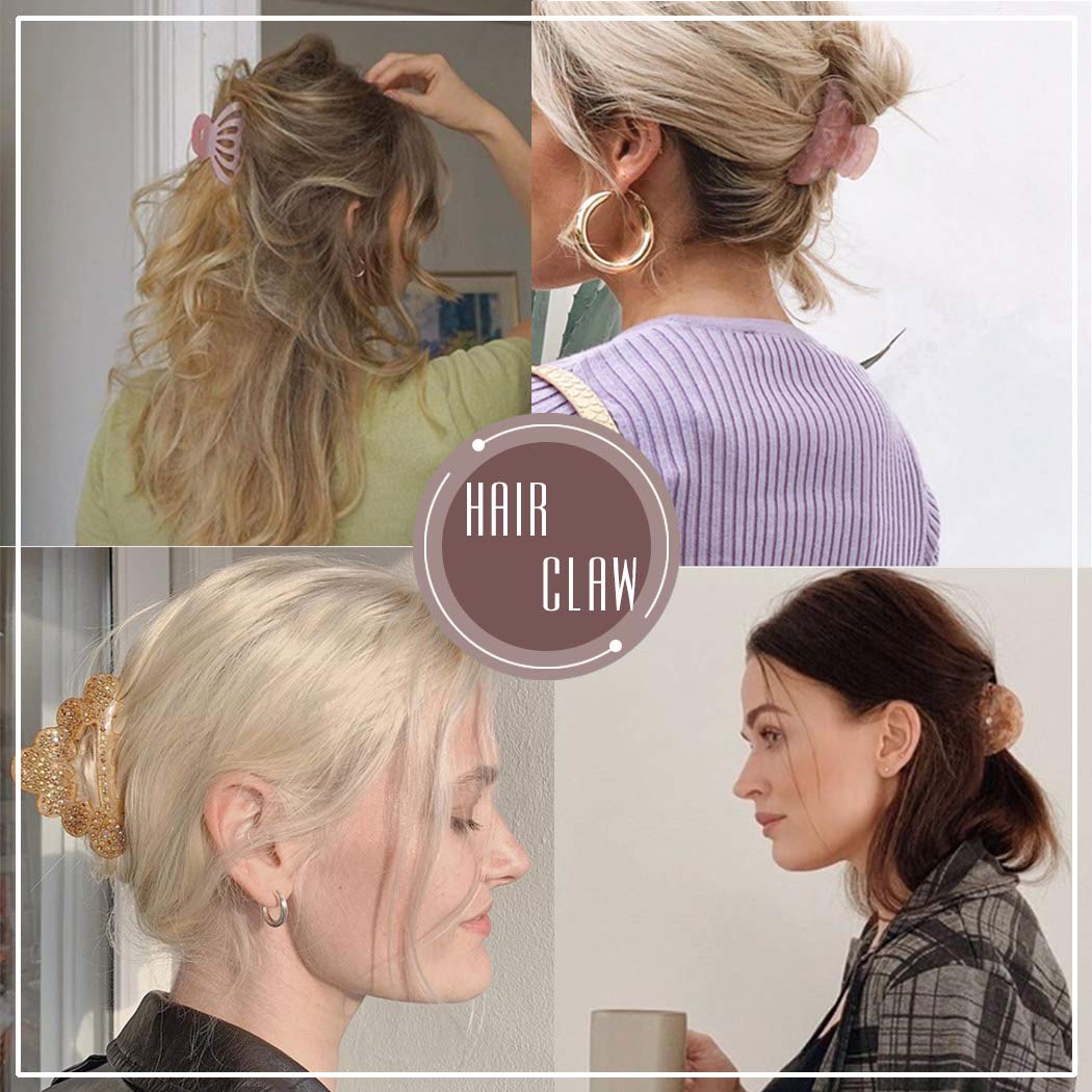 Gold Metal Hair Claw Clips for Women - 2PCS (Thick/Thin Hair) - Perfect for Work & Travel