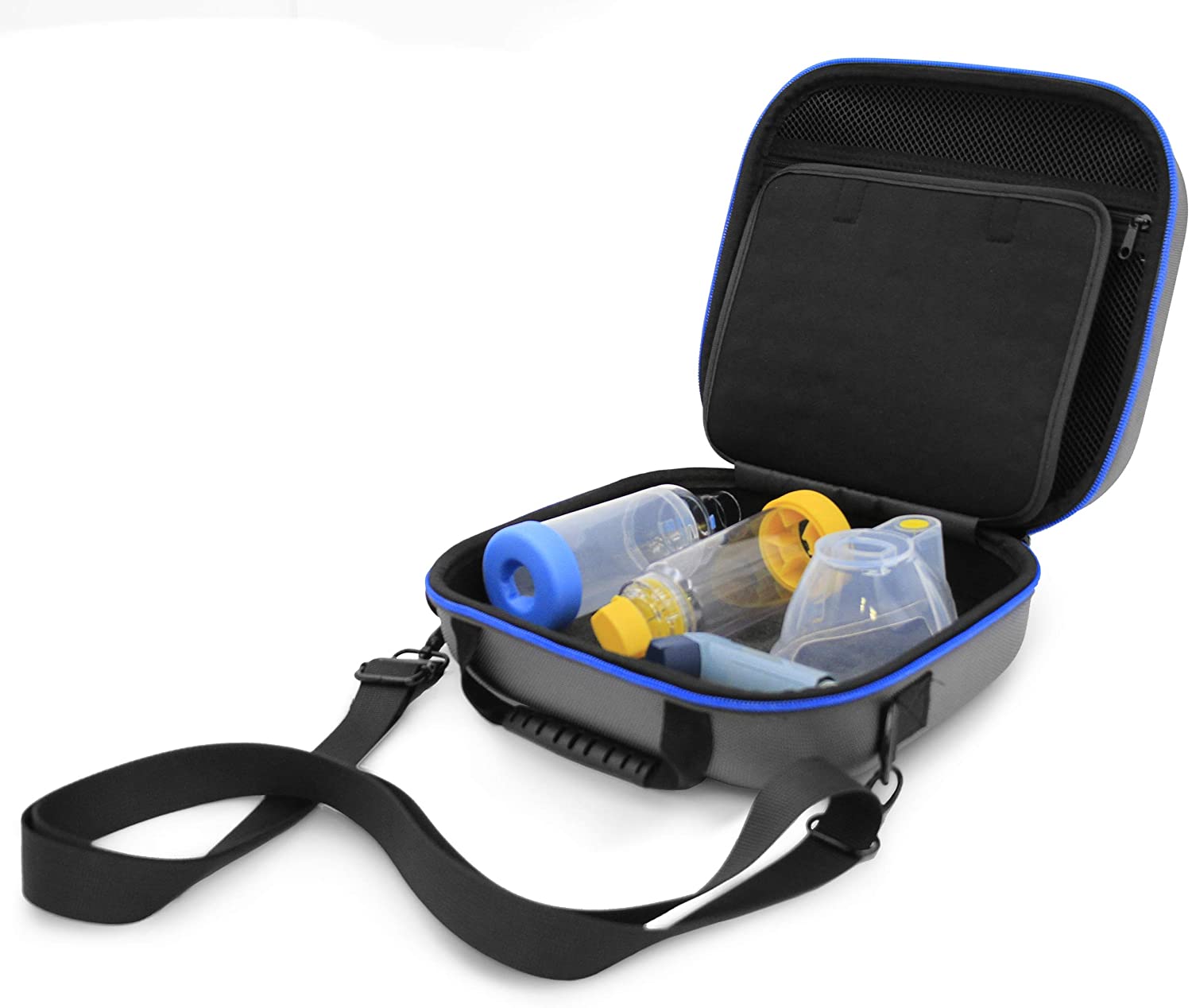 CASEMATIX Asthma Inhaler & Essential Carrying Case - Protective Travel Bag for Handheld Asthma Nebulizer Machine, Asthma Mask & Spacer - Perfect for Travel, Home & Emergency Use
