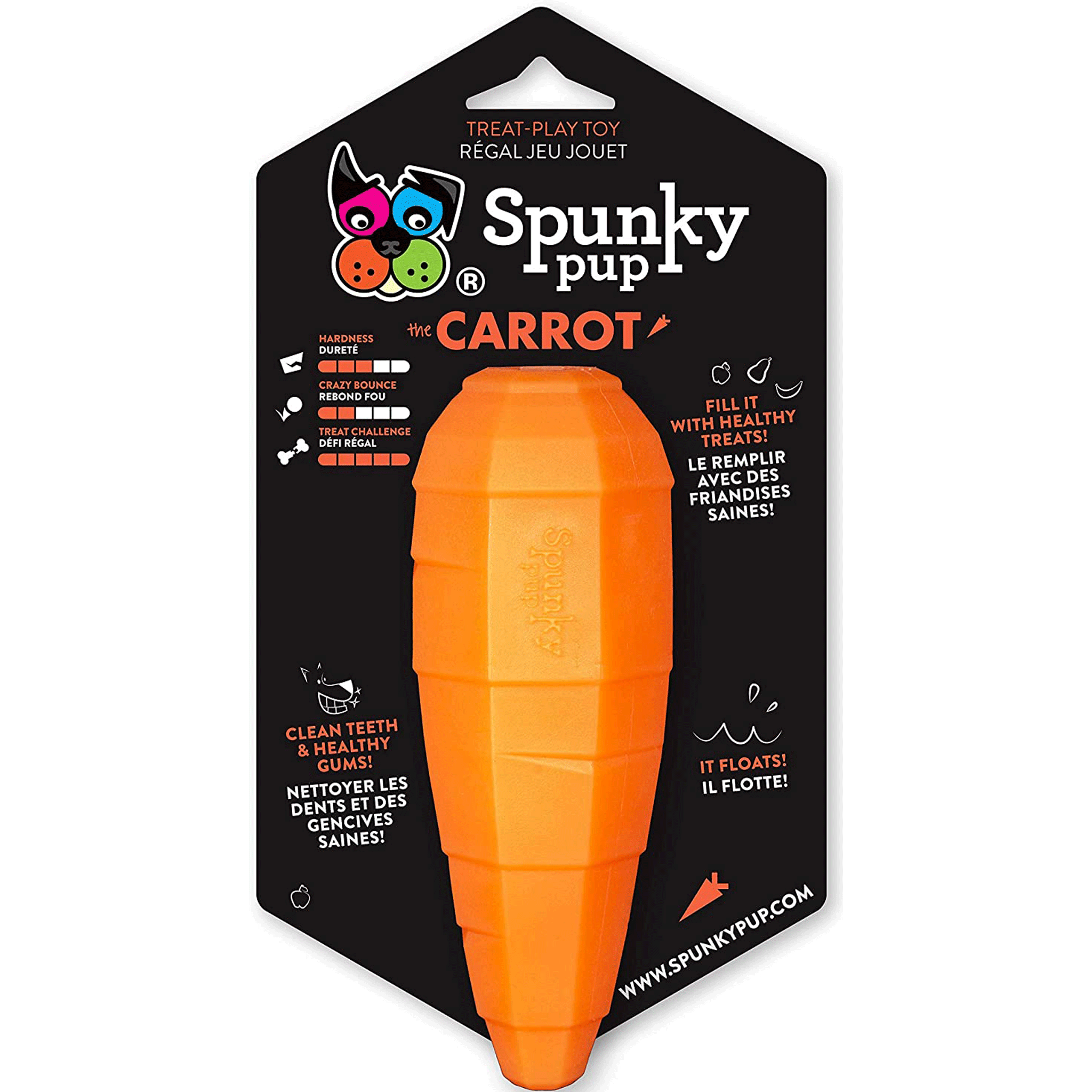 Spunky Pup Treat Holding Carrot - Durable Dog Chew Toy for Small & Medium Breeds - Interactive Treat Dispenser for Training & Playtime - Perfect for Indoor & Outdoor Use