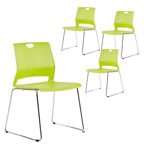 4 Pack Stackable Plastic Chairs - Heavy Duty Green Waiting Room Chairs with Durable Seats for Office, Library, Conference, Dorm, Cafeteria - Perfect for Events, Classrooms & Home Use