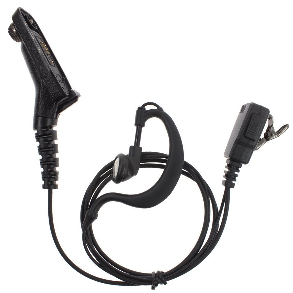KENMAX® G-Shape Ear Hook Headset with PTT Mic - Compatible with Motorola APX-1000, DP4800, DGP-5550, XiR P8200 & XPR-7350 - Ideal for Police, Security & Construction Communication