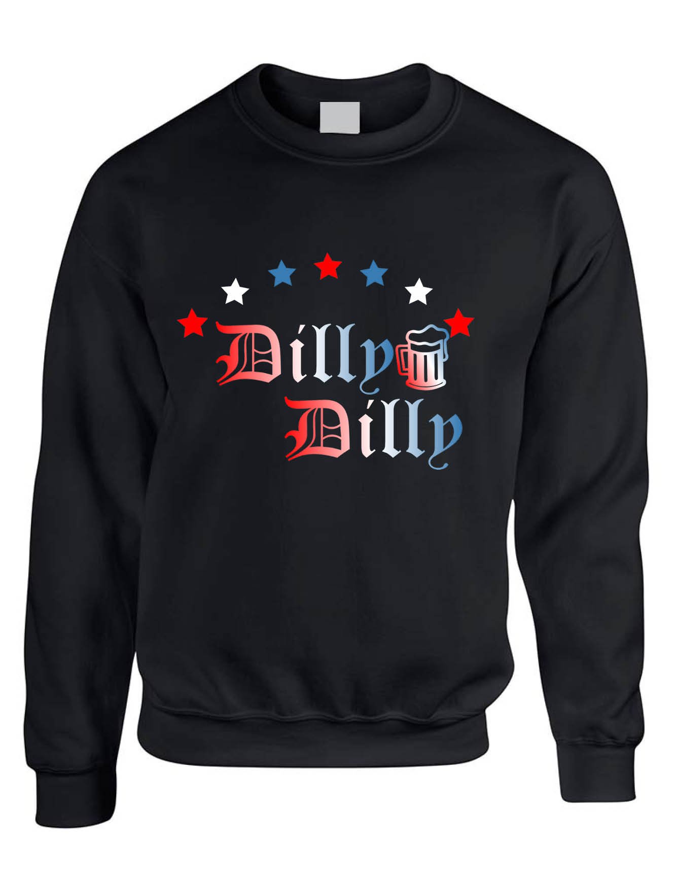 ALLNTRENDS Patriotic USA Flag Graphic Sweatshirt for Men & Women - Dilly Dally 4th of July Party Outfit, Casual Comfort Pullover for Independence Day Celebrations
