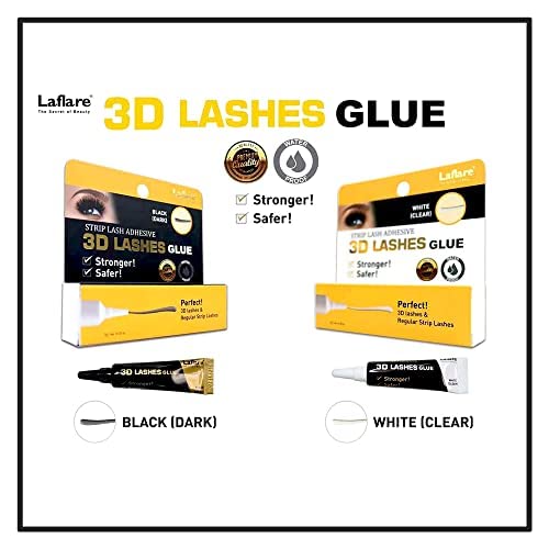 Laflare 3D Lashes Glue - Waterproof Strip Lash Adhesive for Long-Lasting Hold, 0.25oz Tube (White) | Perfect for Daily Wear, Special Occasions & Sensitive Eyes