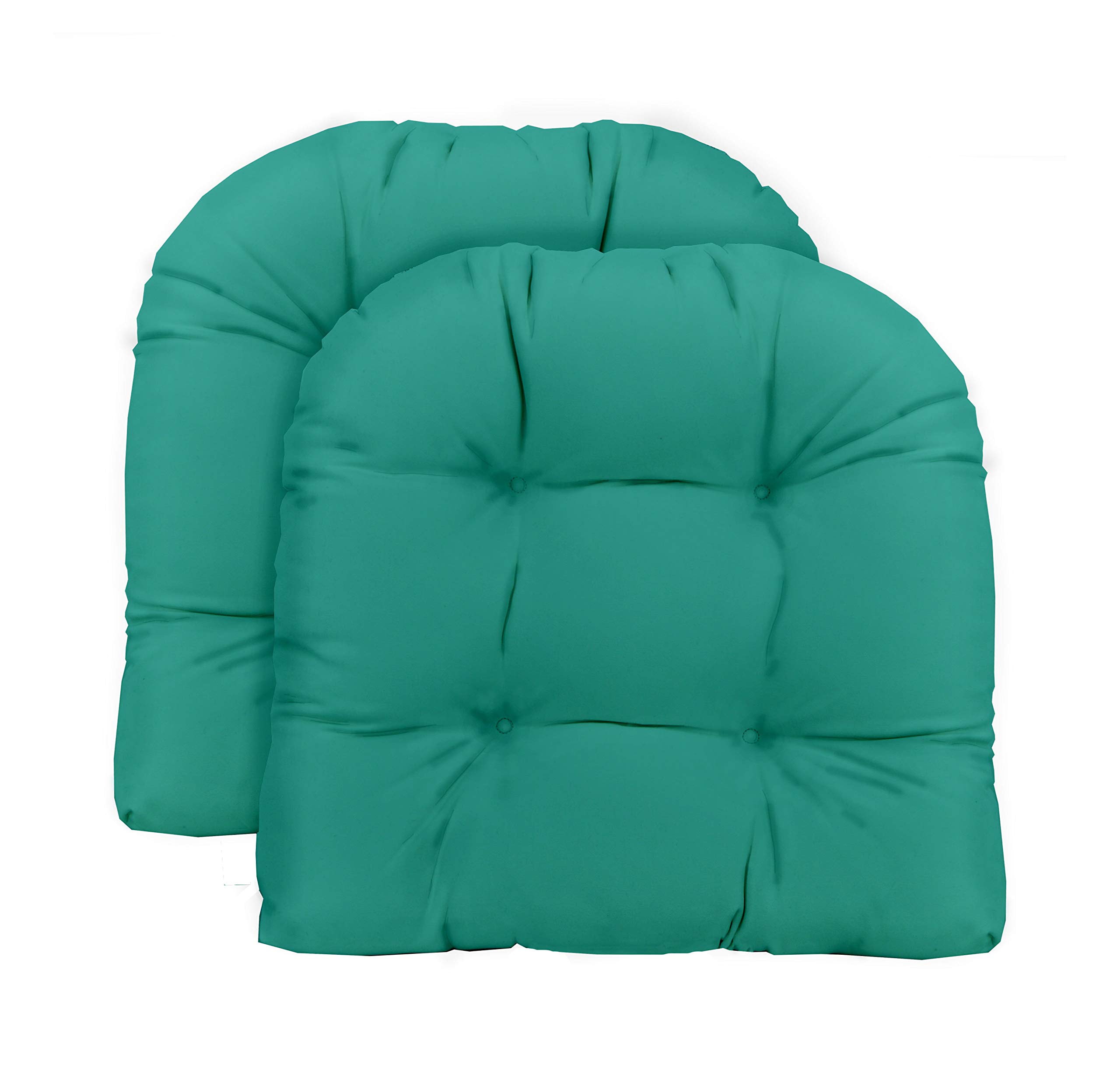 RSH DECOR: Set of 2 Tufted U-Shape Wicker Seat Cushions 22” x 22” - Waterproof & Fade-Resistant Outdoor Patio Furniture Cushions for Garden, Poolside & Backyard Relaxation