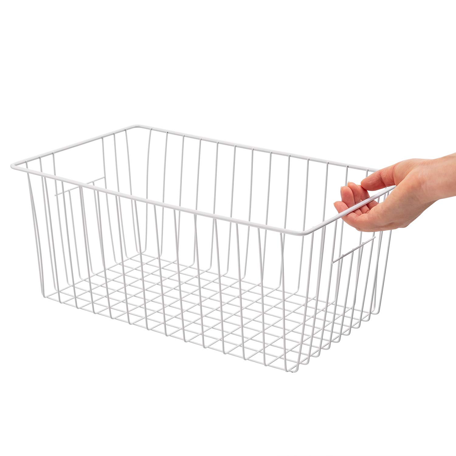 16-Inch Freezer Wire Storage Baskets with Built-In Handles - Refrigerator Organizer Bins for Kitchen, Pantry, Cabinet & Closet - Perfect for Storing Frozen Foods, Snacks & Household Items