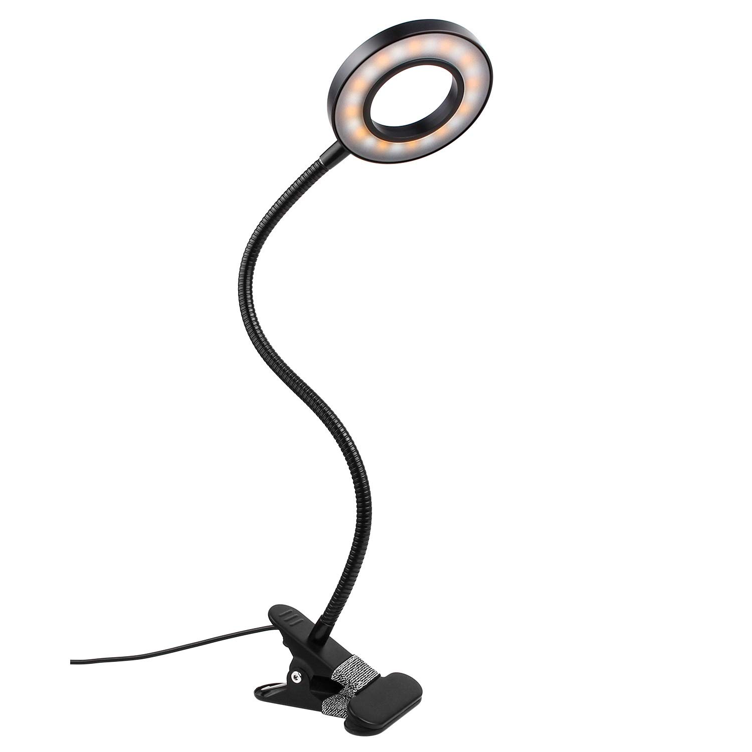 Semlos Clip Light 24 LED Adjustable Desk Lamp - 800 Lumens, 10-Level Dimmer, 360° Rotation, Eye-Friendly Reading Light with Memory Function - Perfect for Work, Study, Home Office & Nighttime Reading