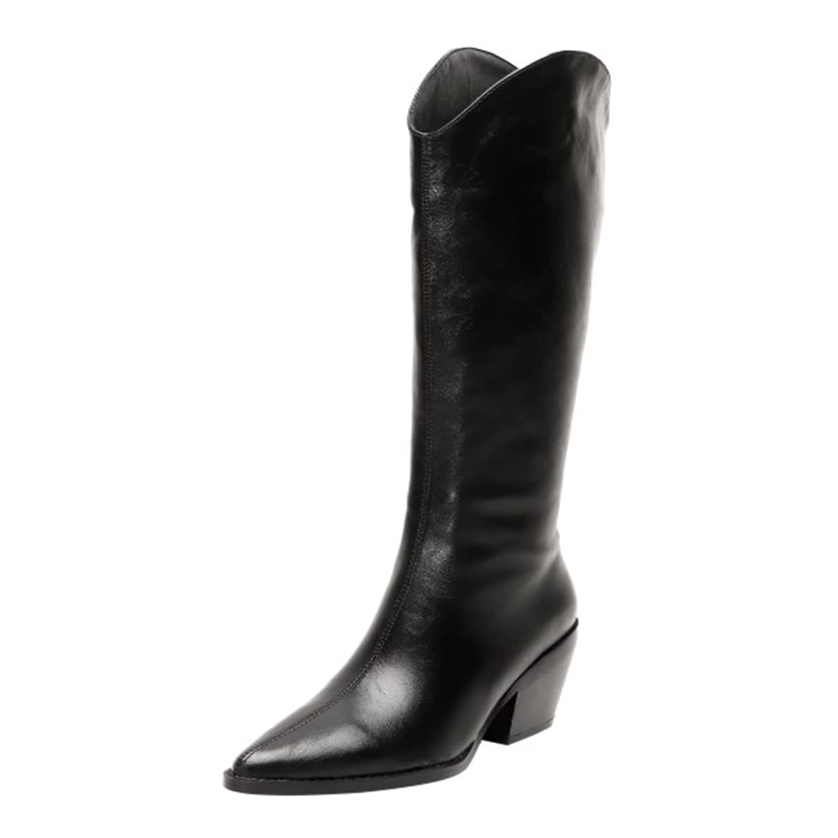 AMESHION Women's Knee High Wide Leg Boots - Pointed Toe Leather Dress Boots with Block Heel for Work, Office, Evening & Party | Perfect for Spring & Autumn Outfits