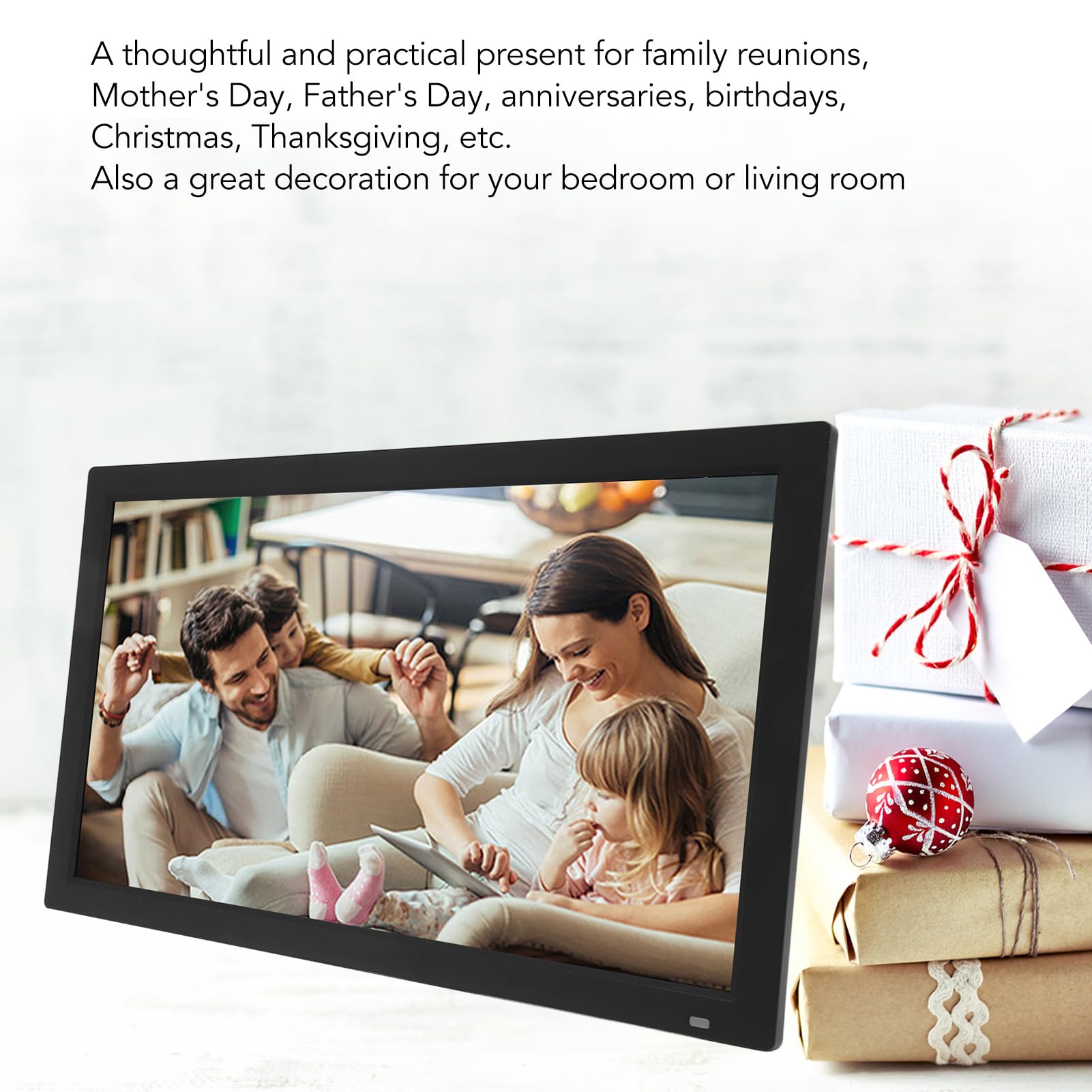 32GB Digital Picture Frame, 21.5 Inch Large HD Digital Photo Frame with 1920x1080 FHD Display & Remote Control - Electronic Picture Frame for Home Decor, Gift, Office, Wedding, Christmas (UK Plug) - Perfect for Displaying Family Photos and Digital Art