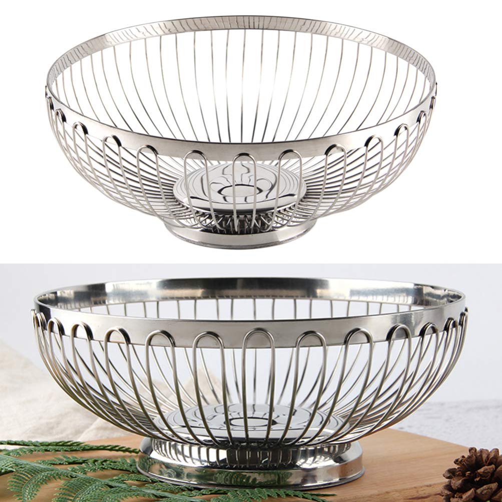 DOITOOL Black Wrought Iron Fruit Basket - Rustic Metal Wire Bowl for Fruits, Vegetables, Bread & Kitchen Storage - Durable Colander & Stand for Countertop, Dining Table & Pantry Organization