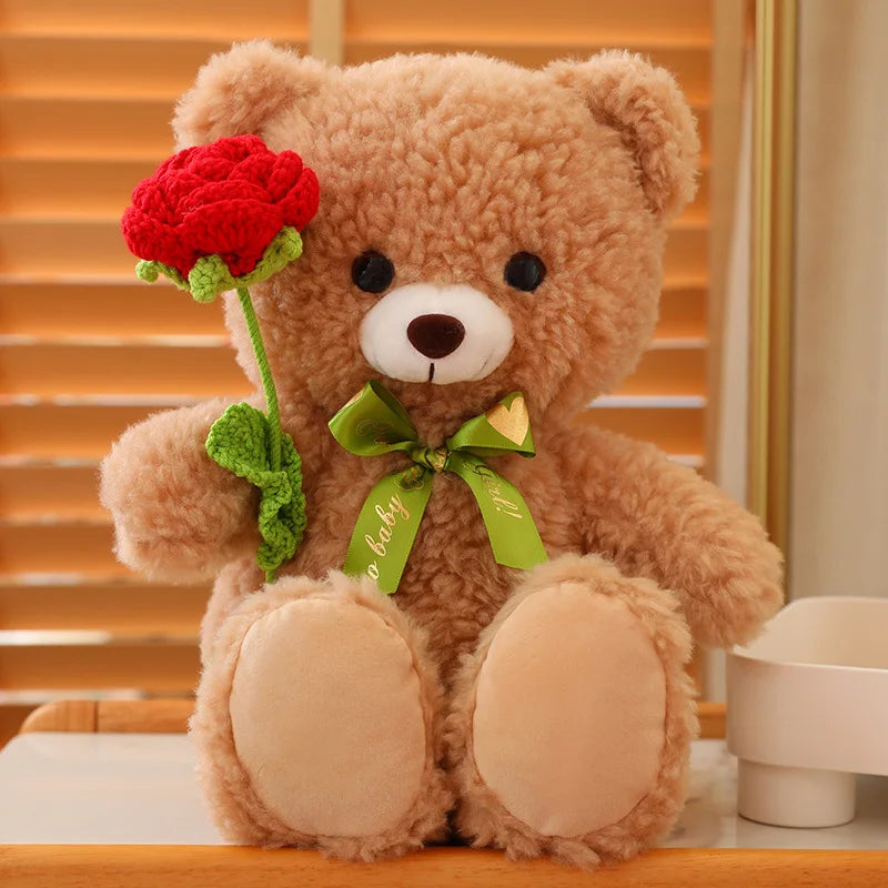 40cm Kawaii Rose Teddy Bear Stuffed Animal - Cute Valentine's Day Gift for Girlfriend, Couples & Kids (Perfect for Anniversaries, Birthdays & Romantic Surprises)