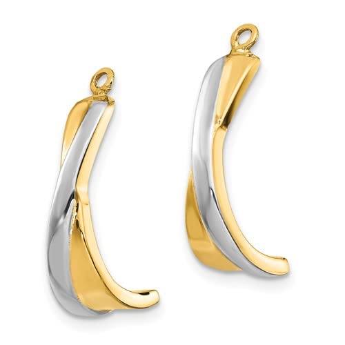14K Gold Crossover J Hoop Earring Jackets - Elegant Layered Earrings for Everyday Wear and Special Occasions