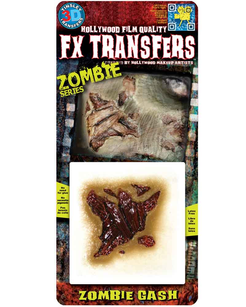 3D FX Transfers Zombie Gash Wound - Realistic Halloween Special Effects Makeup for Scary Costumes, Horror Movies and Cosplay