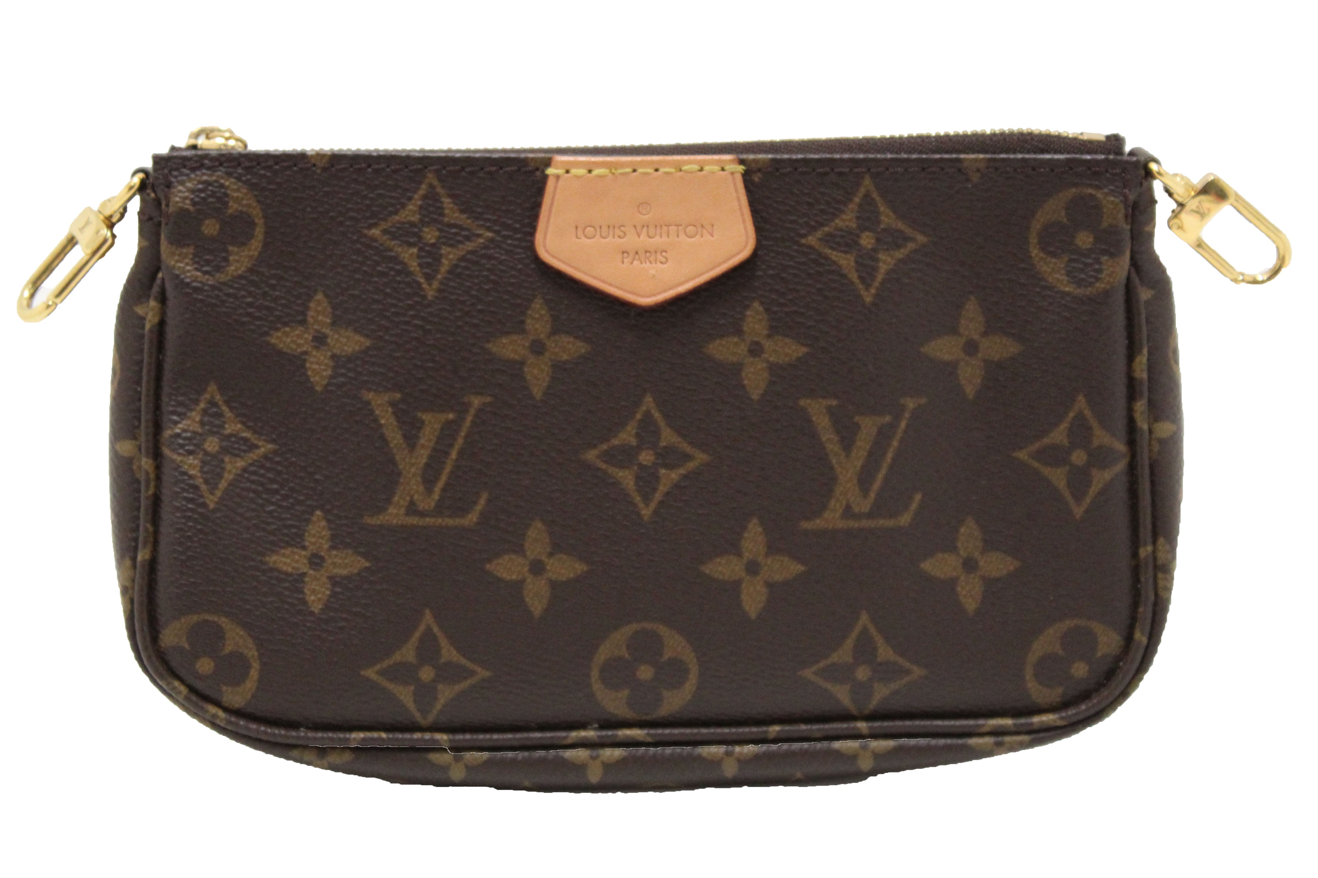 Authentic Louis Vuitton Monogram Multi Pochette Accessories Bag with Light Pink Strap - Luxury Crossbody Bag for Women, Perfect for Date Night, Travel & Everyday Use