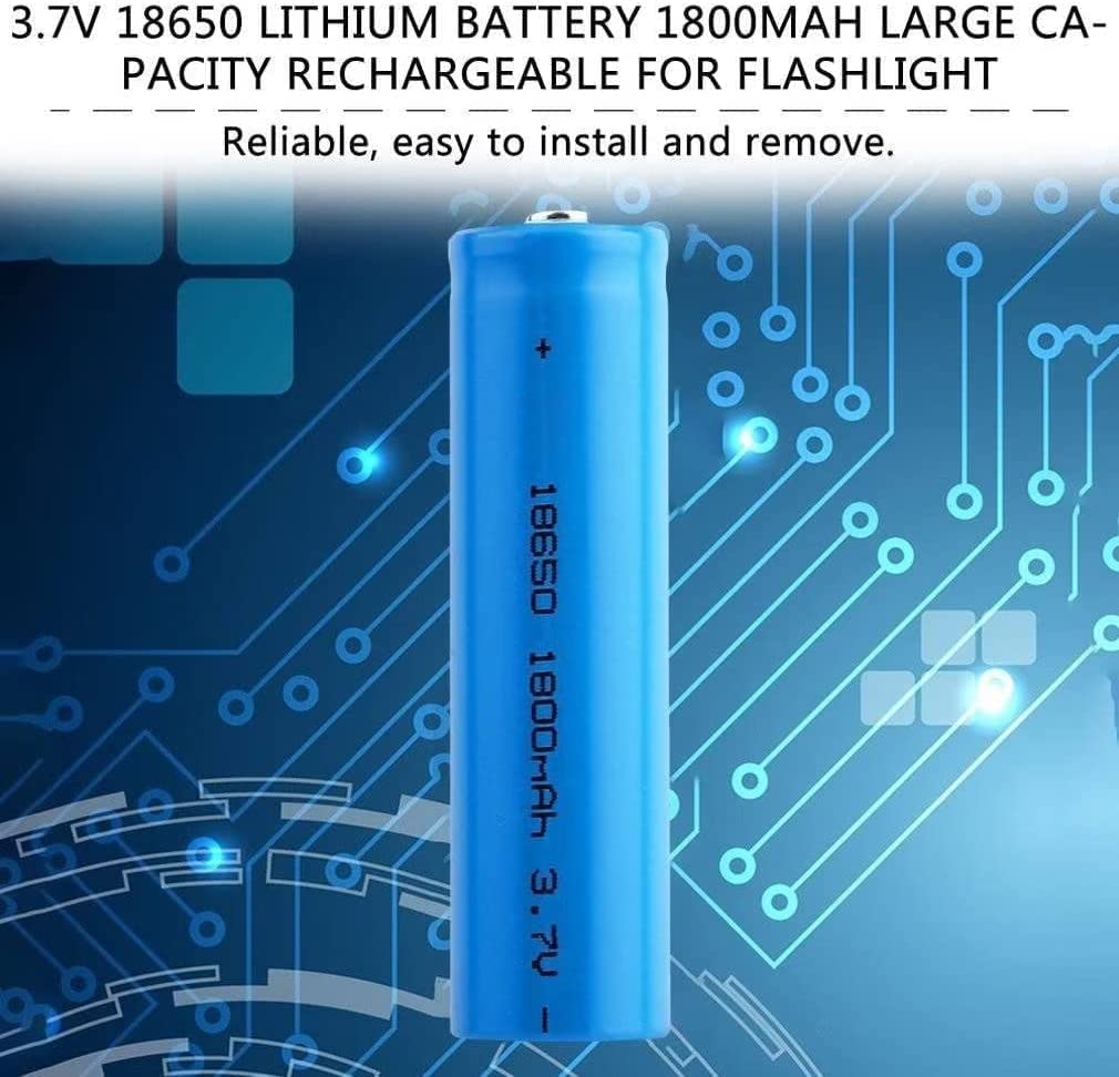 2-Pack 18650 Lithium-ion Rechargeable Batteries 3.7V 1800mAh - High Performance Button Top Battery for LED Flashlights, Headlamps, Doorbells, RC Cars, Solar Lights & Power Tools - Long Lasting & Reliable Power Source