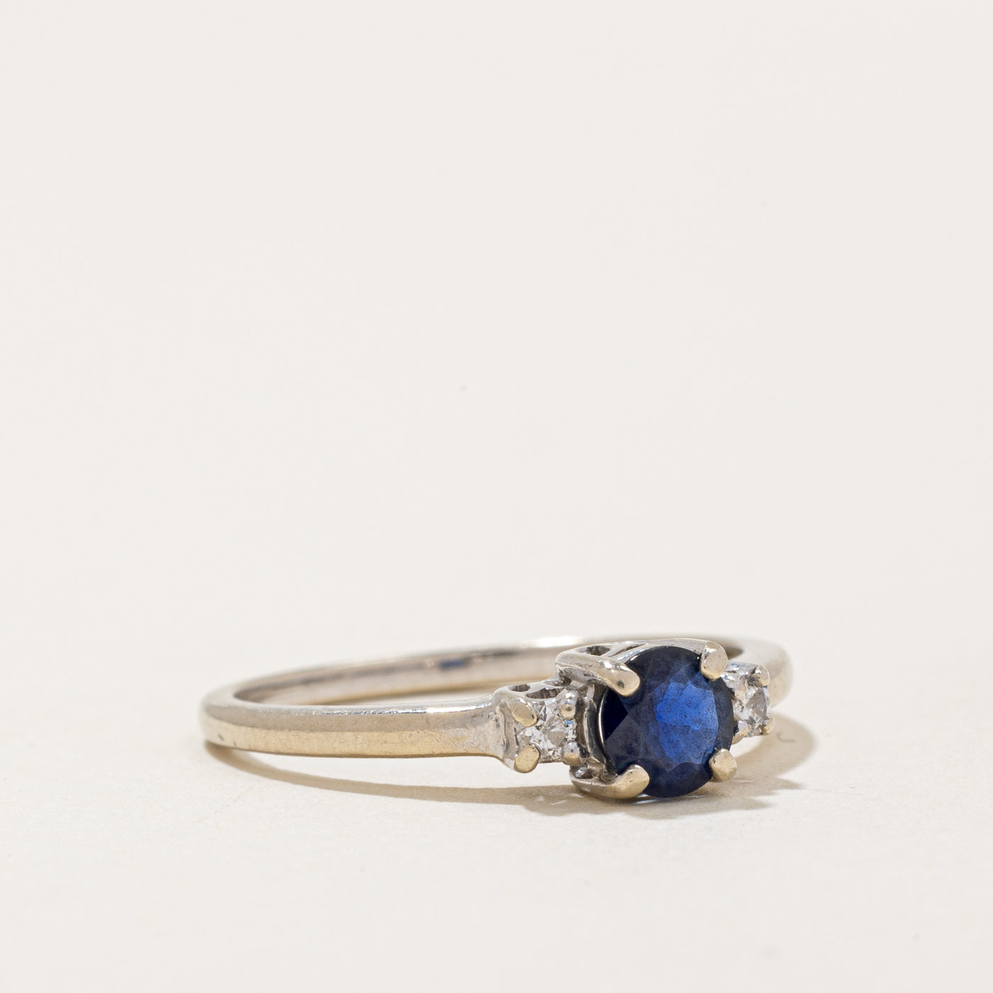 0.30ct Sapphire & Diamond Ring - 0.07ctw White Gold Engagement Ring - Size 6.75 - Perfect for Wedding, Anniversary & Proposal Gifts