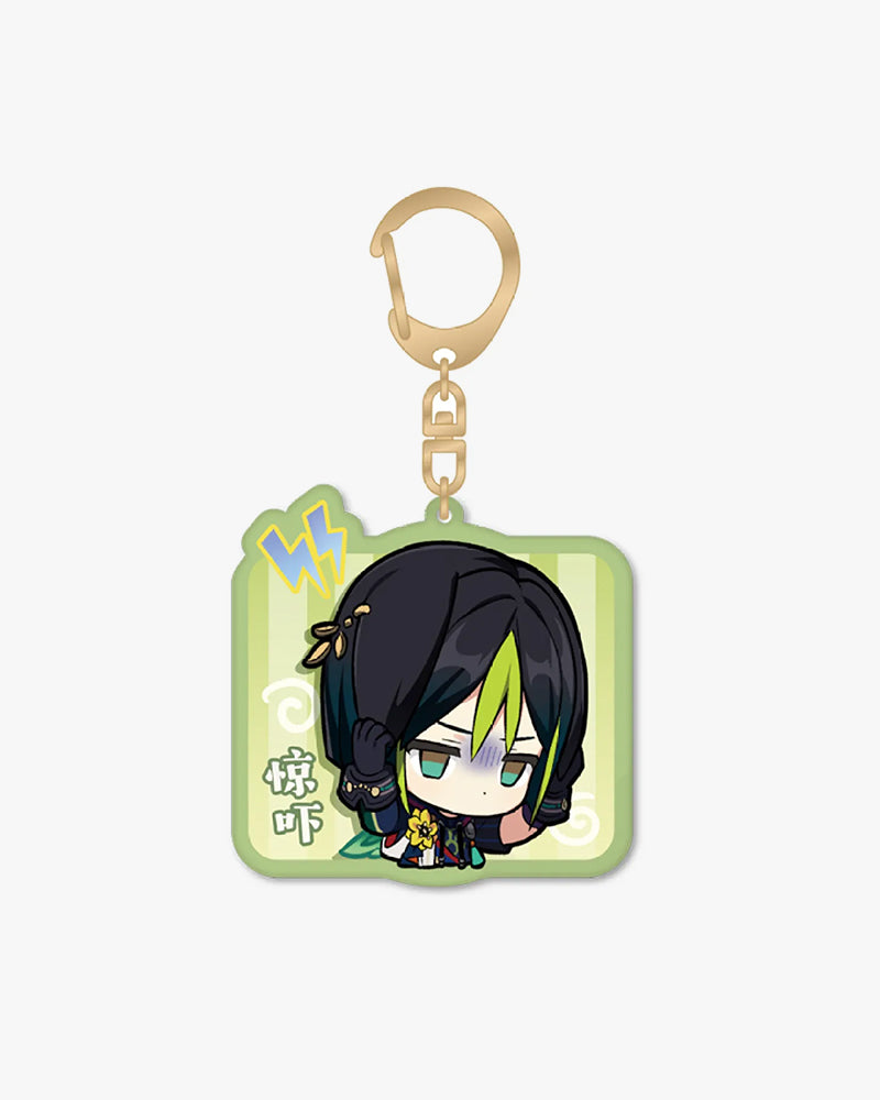 Genshin Impact© Chibi Character Acrylic Keychain Set of 3 - Cute Anime Game Collectibles for Backpacks, Keys & Gifts