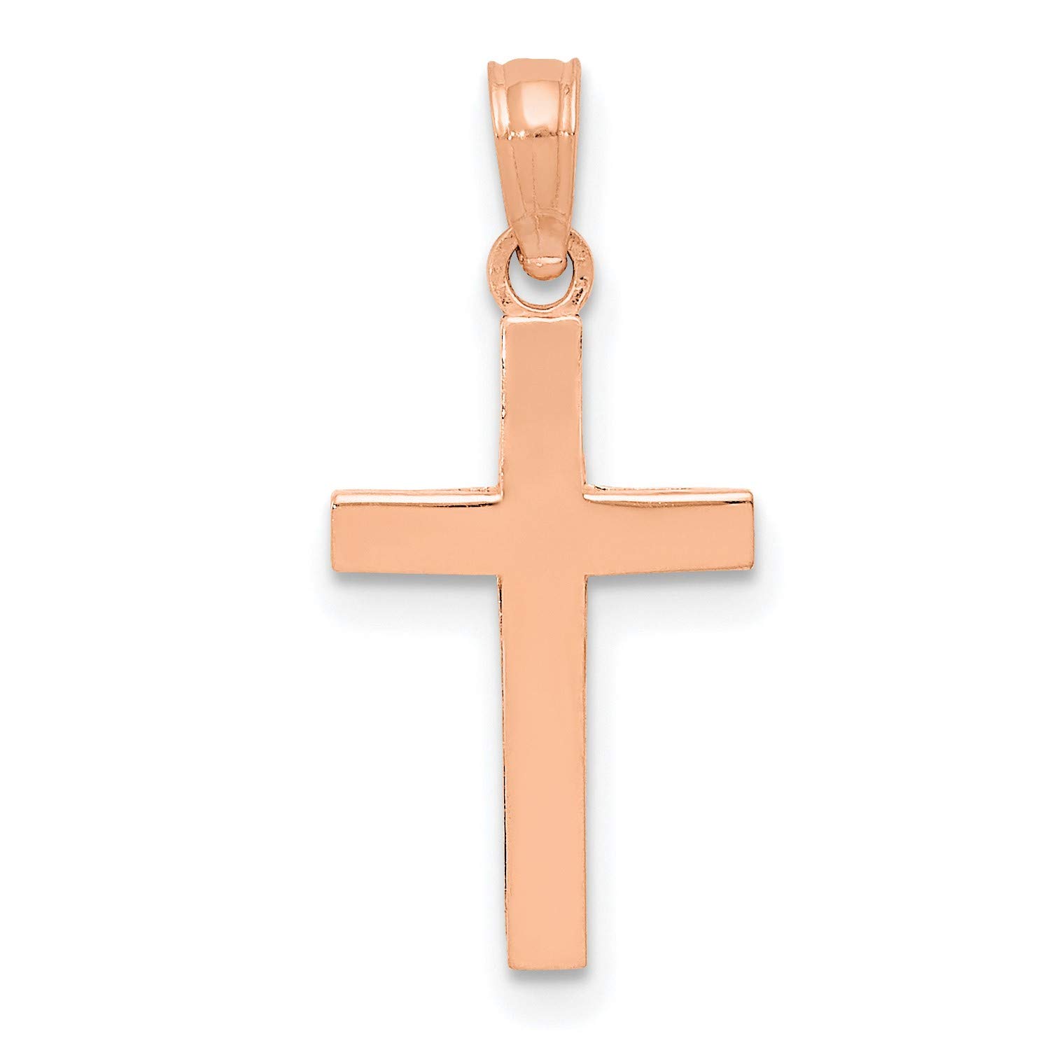 14K Rose Gold Beveled Cross Charm Pendant - Elegant Jewelry for Women, Perfect for Gifts, Daily Wear & Special Occasions