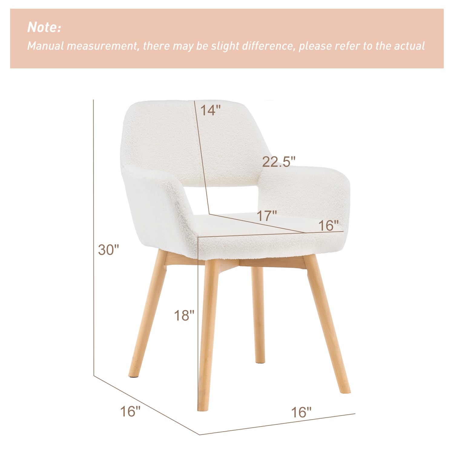 Ergonomic Mid Century Modern Upholstered Arm Chair - No Wheels Vanity Makeup Accent Chair for Bedroom, Living Room, Dining Room & Home Office - Comfortable Desk Chair with Soft Fabric (Gray) - Perfect for Makeup Vanity, Reading Nook & Small Space Decor