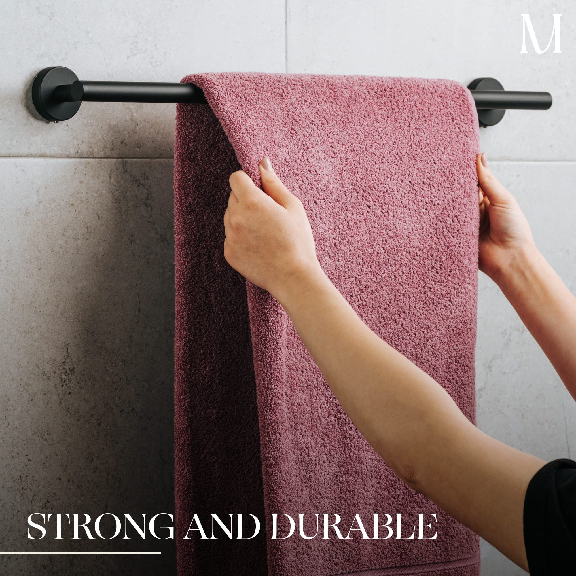 24 Inch Matte Black Towel Bar - Heavy Duty Stainless Steel SUS 304 Bathroom Towel Holder - Wall Mounted Towel Rack for Bathroom & Kitchen - Durable Hand Towel Storage Solution - Perfect for Modern Homes, Spas and Hotels