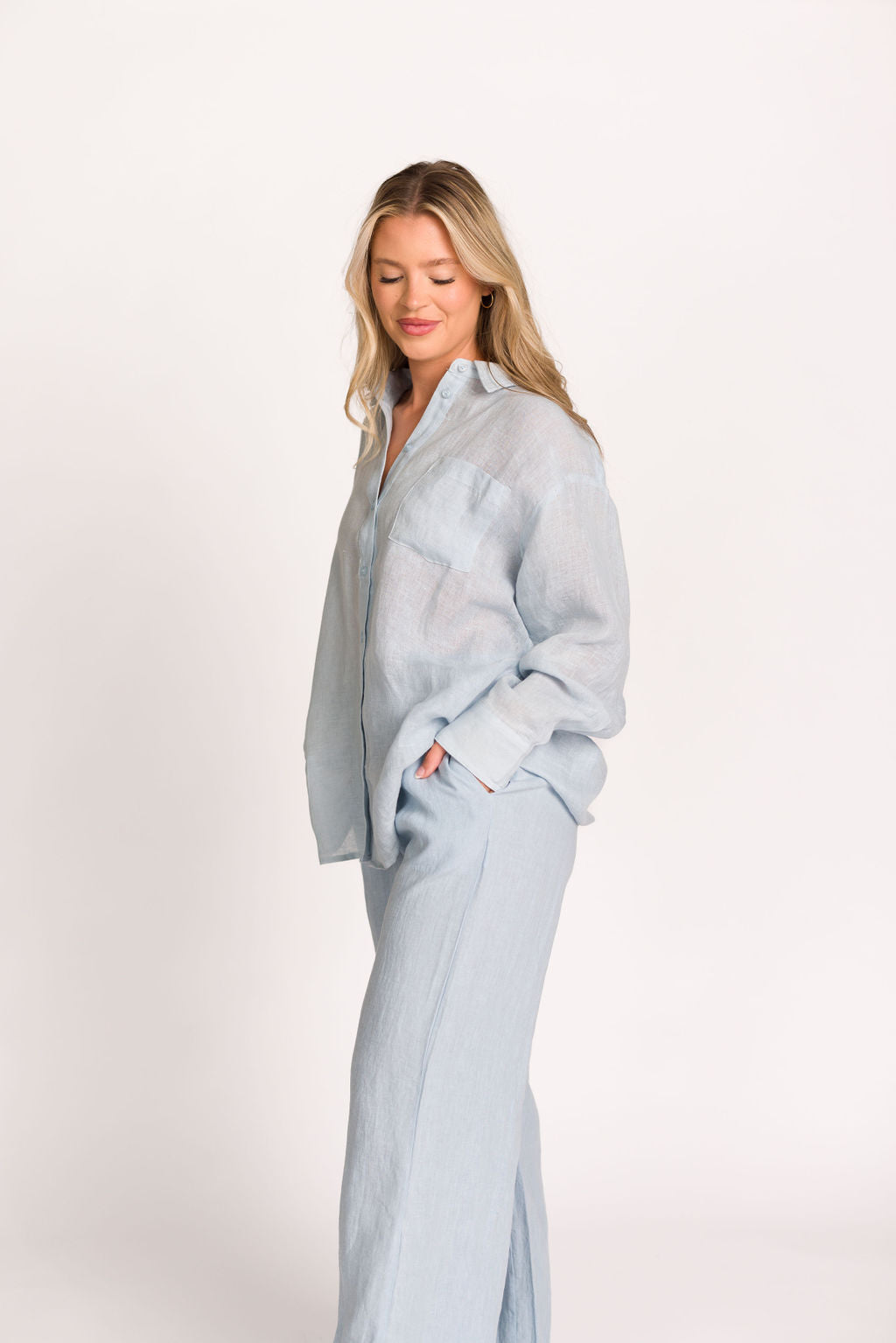 Stylish Pip Wide Leg Linen Pants in Light Blue - Comfortable Summer Casual Wear for Women | Perfect for Beach, Vacation & Boho Outfits