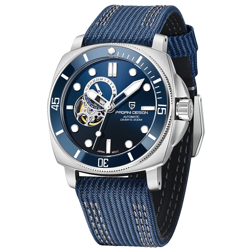 Pagani Design 1736 Automatic Men's Watch - Japan NH39 Movement, Nylon Strap, 200M Waterproof, Self-Winding - Perfect for Diving, Sports & Casual Wear