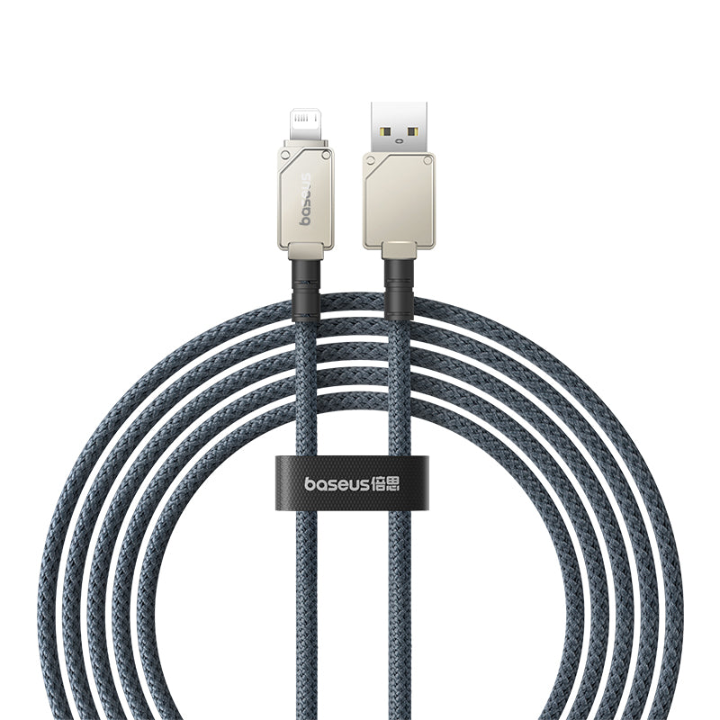 Baseus Unbreakable 2m USB to Lightning Fast Charging Cable 2.4A White - Durable Charger for iPhone, iPad, Car & Home Use