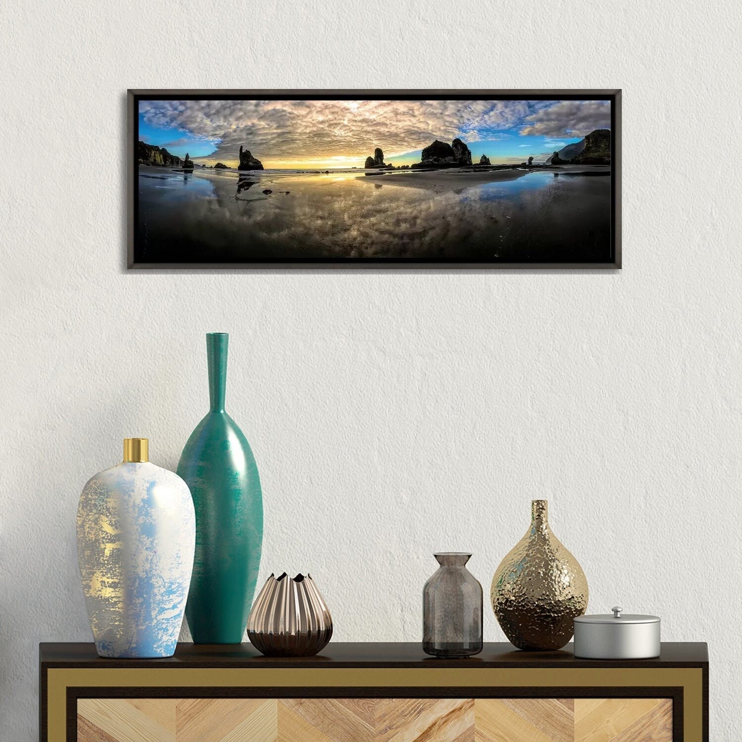 Before Sunset at Motukiekie Beach West Coast New Zealand - Framed Landscape Wall Art by OLena Art - Perfect for Living Room, Bedroom & Office Decor