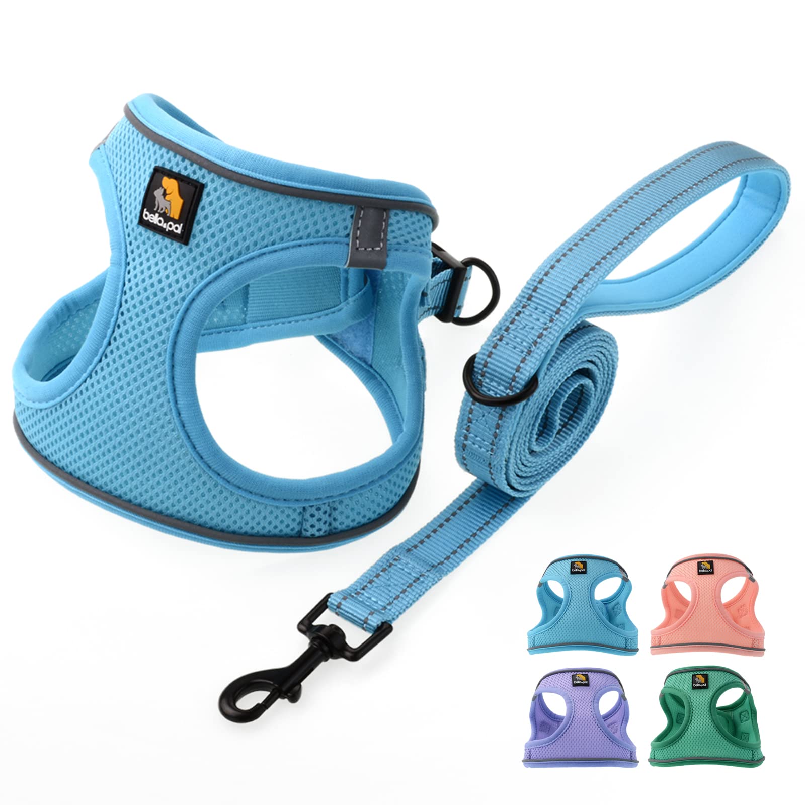 BELLA & PAL No-Pull Step-in Puppy Harness with Leash Set - Adjustable Soft Dog Vest for Small & Extra Small Dogs - Comfortable Blue Pet Harness for Walking, Training & Outdoor Adventures