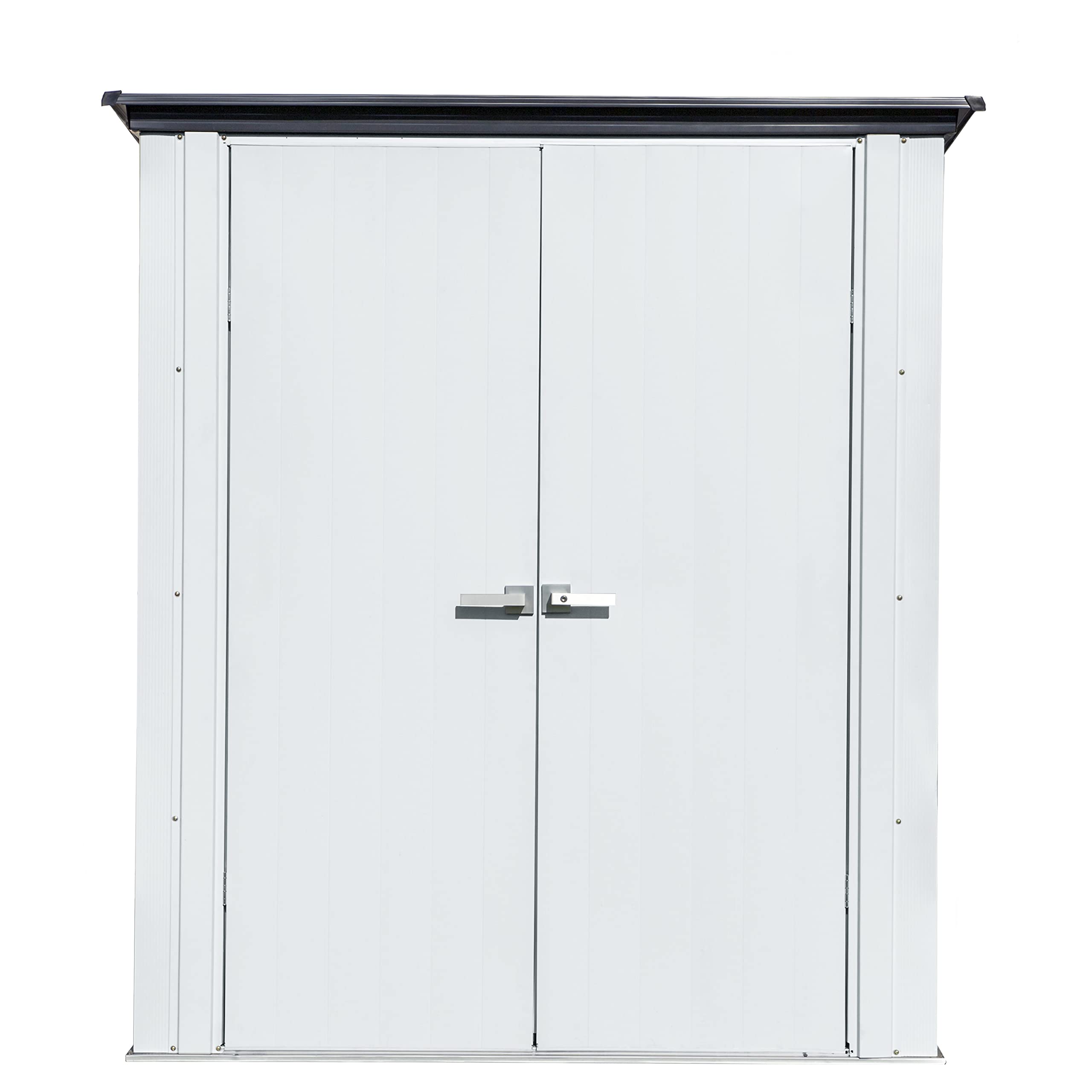 Arrow 5' x 3' x 6' Compact Outdoor Metal Storage Shed Kit - Flute Gray & Anthracite - Perfect for Backyard, Patio & Garden Organization