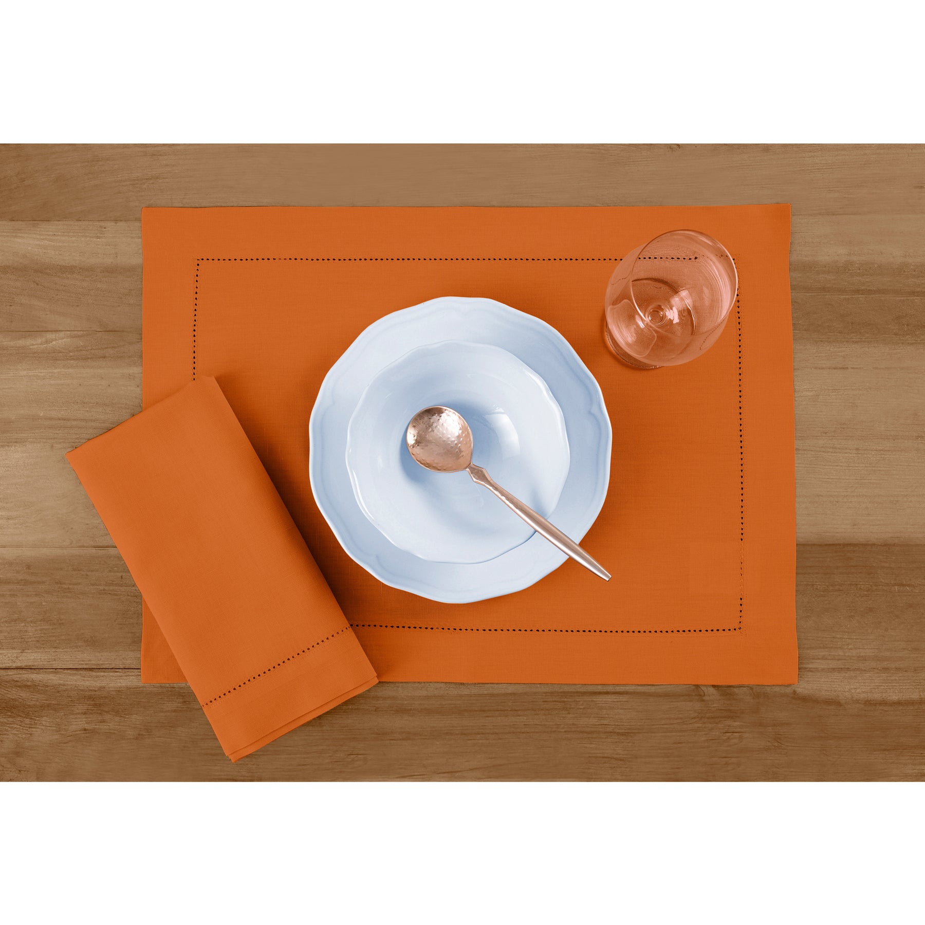Premium Cotton Linen Hemstitch Placemats Set of 4 - Elegant Table Decor for Dining Room, Kitchen, and Party Settings