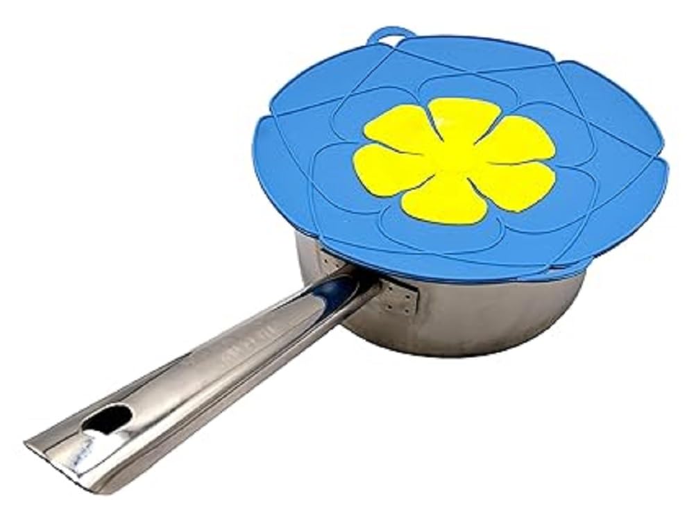Premium Silicone Pot Lid - Reusable Spill-Proof Cover for Cooking Pots & Pans | Boil Over Prevention Kitchen Essential | Dishwasher Safe | Perfect for Soup, Pasta & Rice Cooking (Blue)