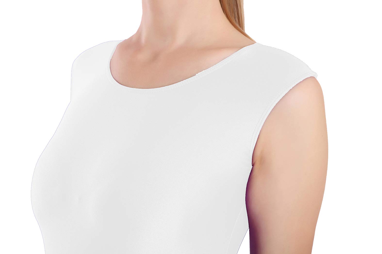 Women's Plus Size Tank Unitard with Stirrup - One Piece Dance Jumpsuit for Ballet, Yoga & Gymnastics - White (Medium)