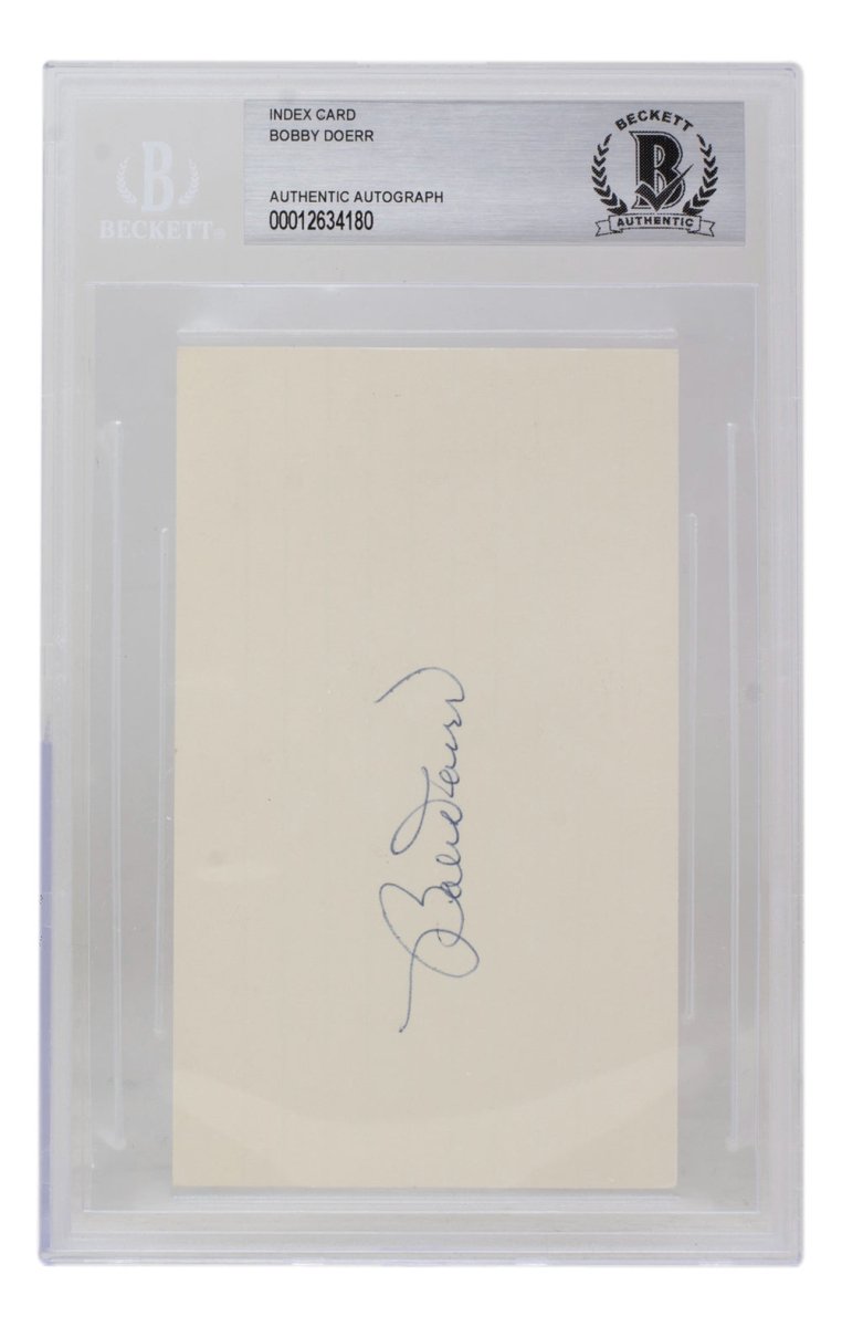 Bobby Doerr Autographed Boston Red Sox Index Card - PSA/DNA Certified - Collectible Memorabilia for Baseball Fans & Sports Enthusiasts - Perfect for Display in Man Cave, Sports Room or Gift for Red Sox Collectors