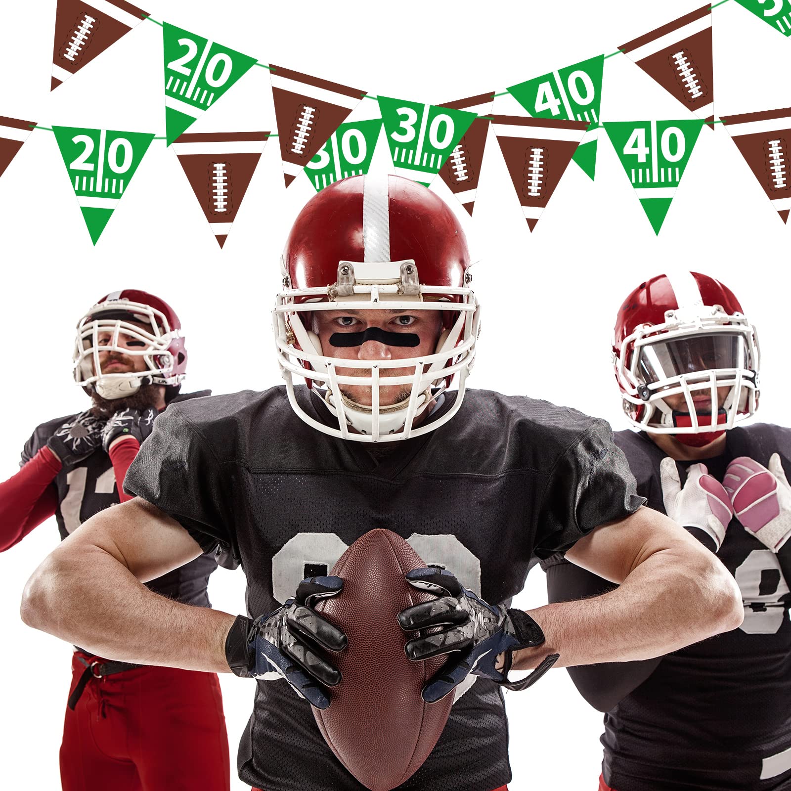 American Football Party Decorations - Triangle Pennant Bunting Flags for Birthday, Tailgate & Game Day Decor | Football Theme Party Supplies