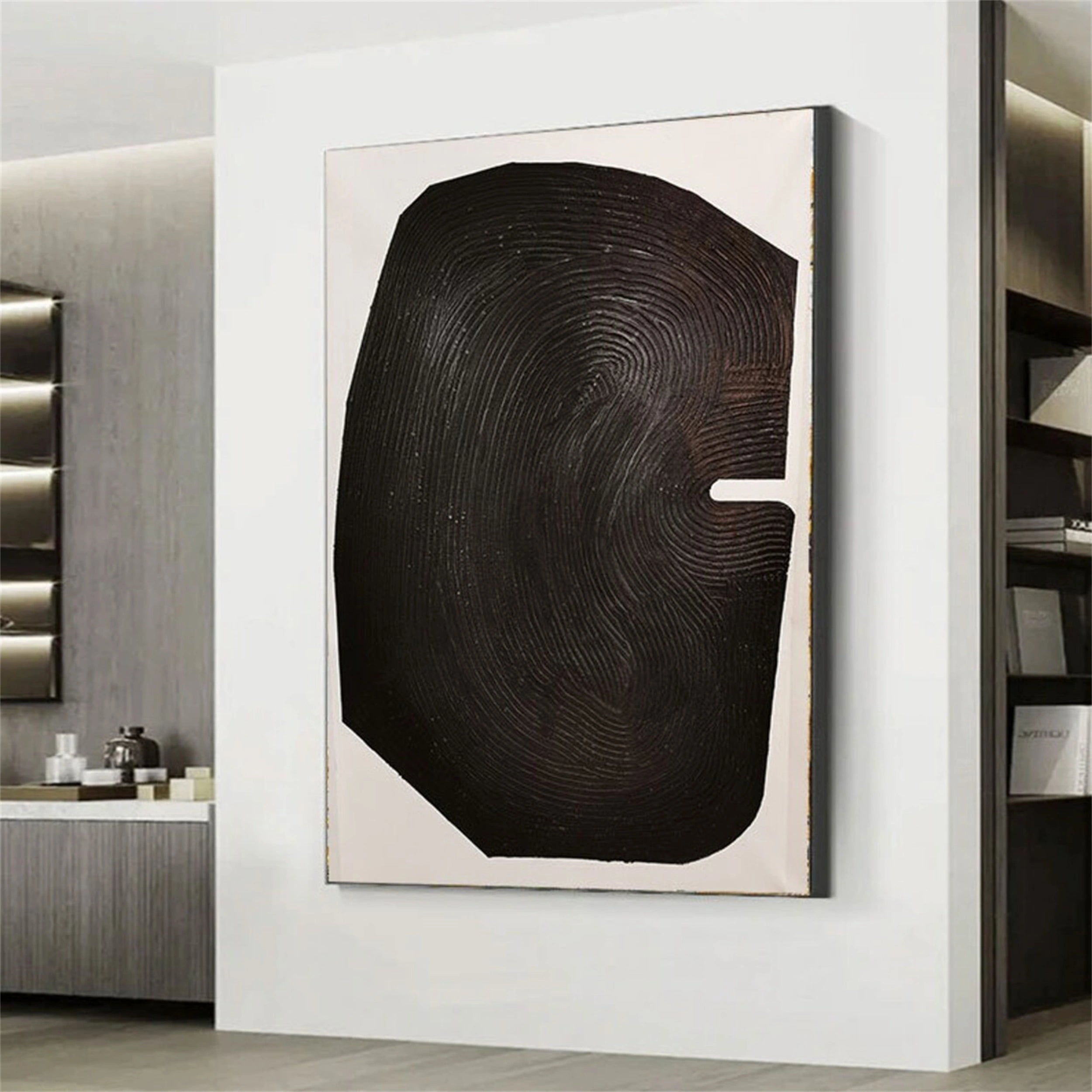 Black and White Abstract Textured Canvas Wall Art Painting - Modern Home Decor for Living Room, Bedroom & Office | MZ076
