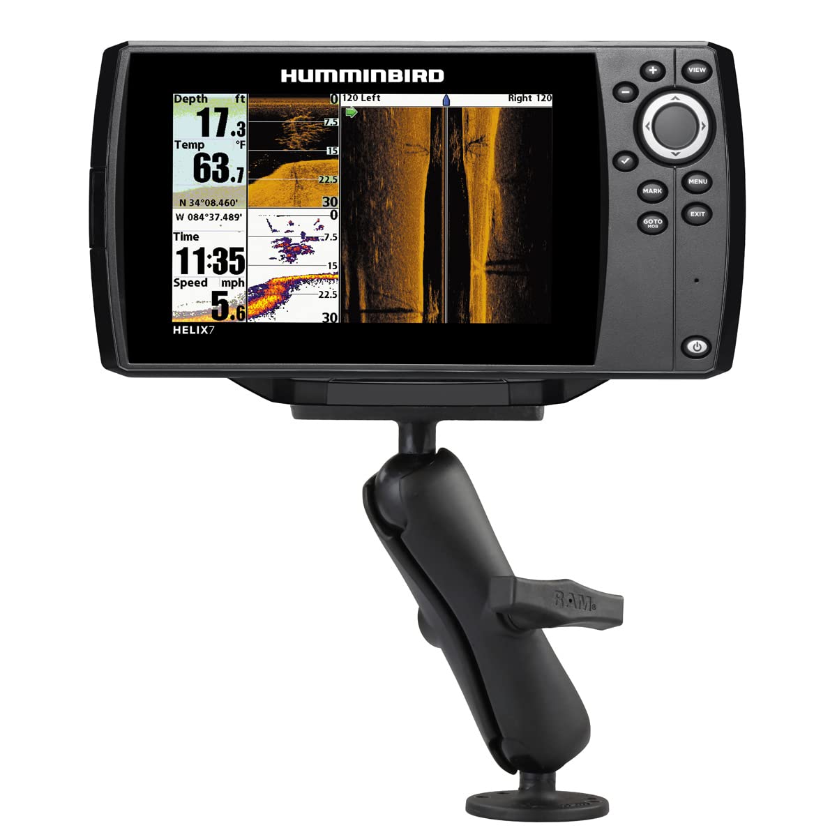 RAM MOUNTS Humminbird Helix 7 GPS Ball Mount - RAM-202-24-202U with Medium Arm for Marine & Fishing Navigation