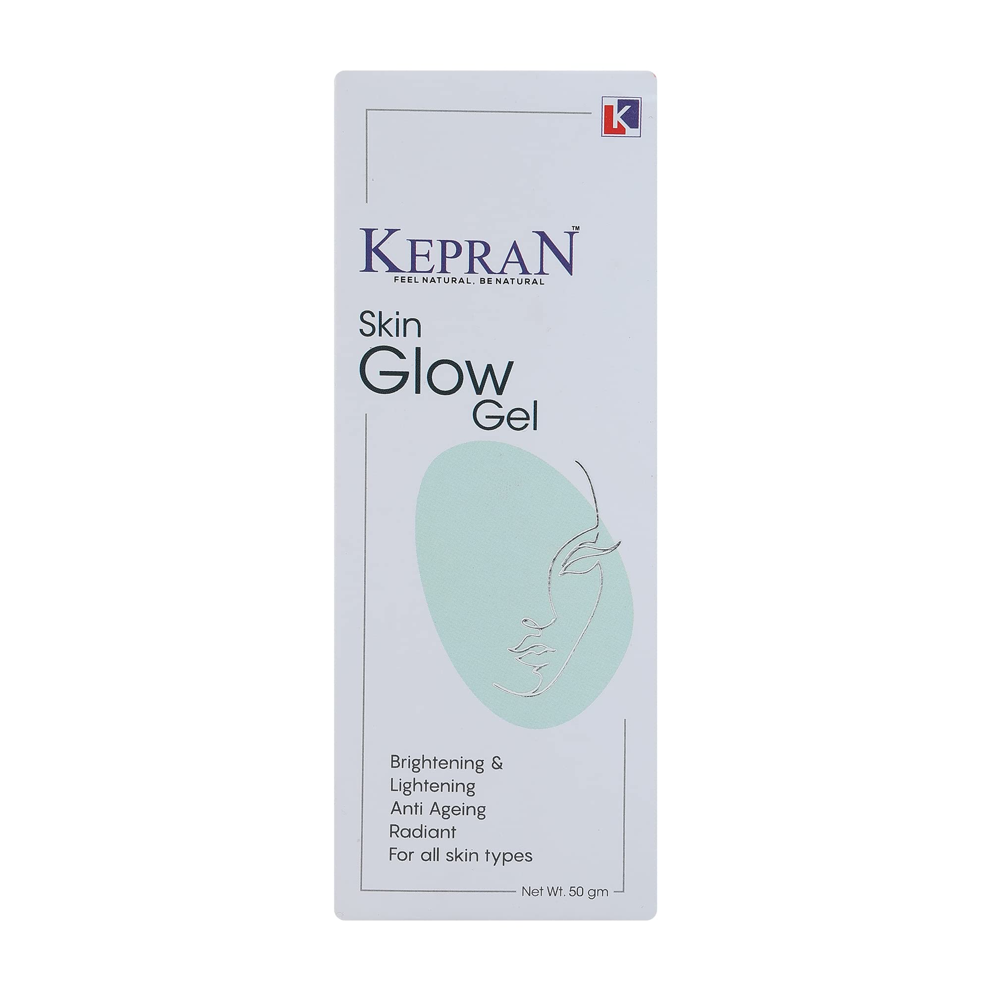 Kepran Skin Glow Gel - Daily Face Moisturizer for Oily & Acne-Prone Skin | Brightening & Whitening Gel (50g) | Perfect for Morning/Night Skincare Routine & Makeup Prep