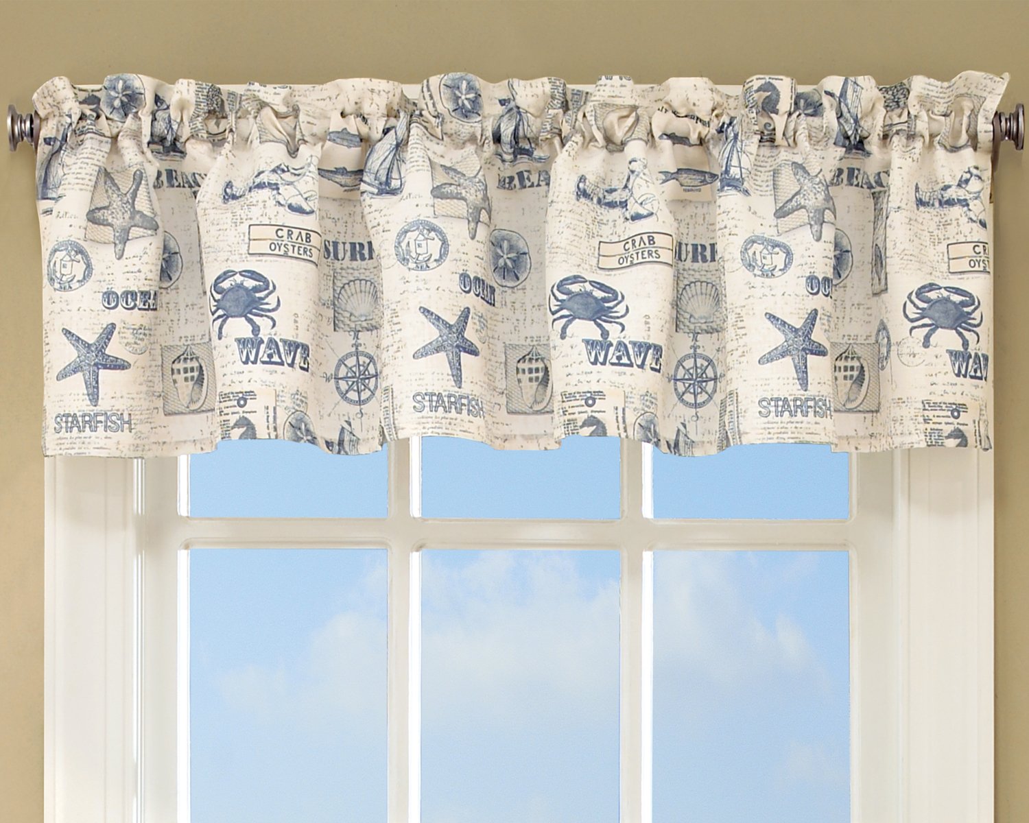 Stylish Sweet Home Collection Kitchen Window Curtain - Tier, Swag & Valance in Unique Patterns for Coastal & Beach House Decor | Perfect for Living Room, Bedroom & Bathroom Windows