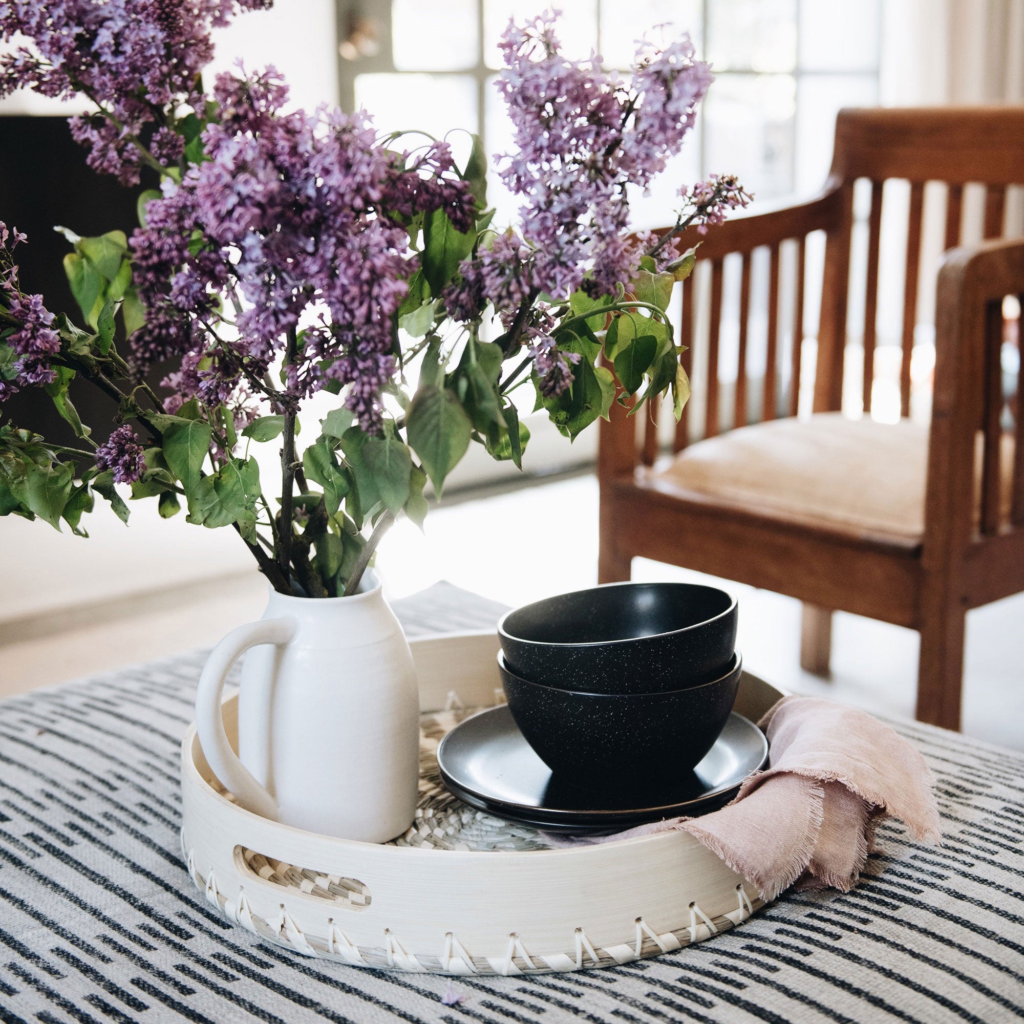 Lola Woven Bamboo Tray - Natural Eco-Friendly Serving Tray for Dining, Kitchen, and Home Decor | Perfect for Entertaining, Snacks, and Organizing Jewelry