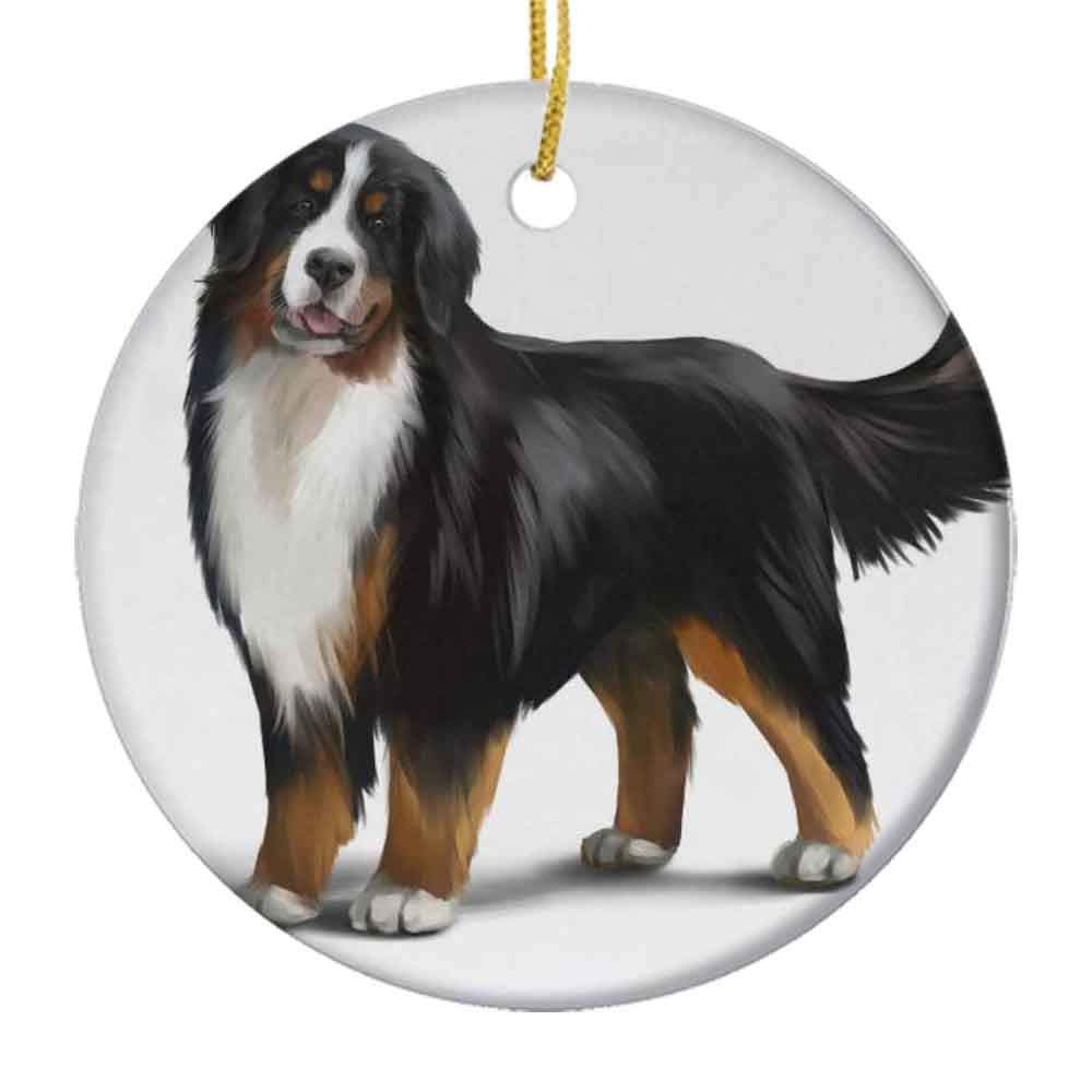 Bernese Mountain Dog Christmas Ornaments - Ceramic Holiday Tree Decorations (2.85 Inch) - Cute Pet Lover Xmas Gift for Dog Owners - Perfect for Christmas Tree, Home Decor, and Holiday Party Decorations