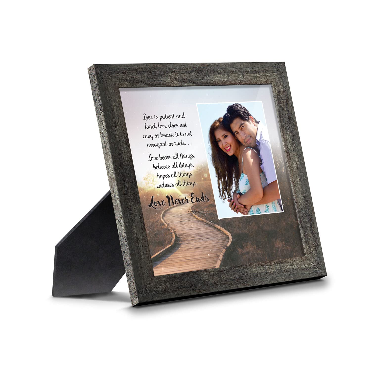 Crossroads Home Décor Love Never Ends - Romantic Picture Frames for Couples, Best Friendship Gifts, Elegant 6360BW Frame for Anniversaries, Weddings & Home Decor