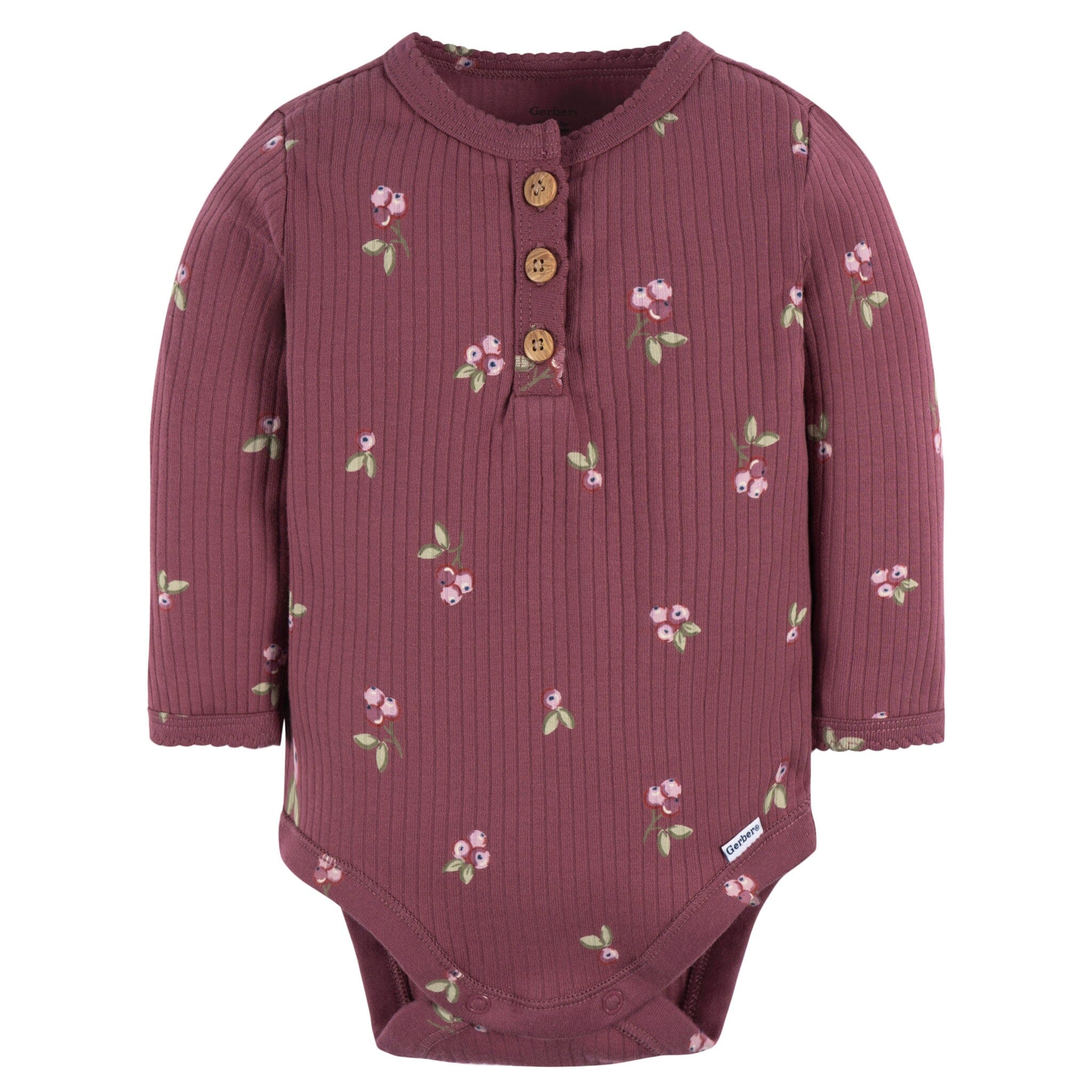 2 Pack Baby Girls Berries Henley Onesies® Bodysuits - Soft Cotton Romper Outfits for Newborn & Infant - Perfect for Playtime, Daycare & Family Photos