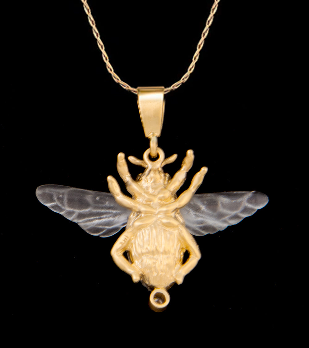 14K Yellow Gold Hawaiian Bee Pendant with Diamonds - Elegant Jewelry Gift for Women, Perfect for Beach Vacations & Tropical Themed Parties
