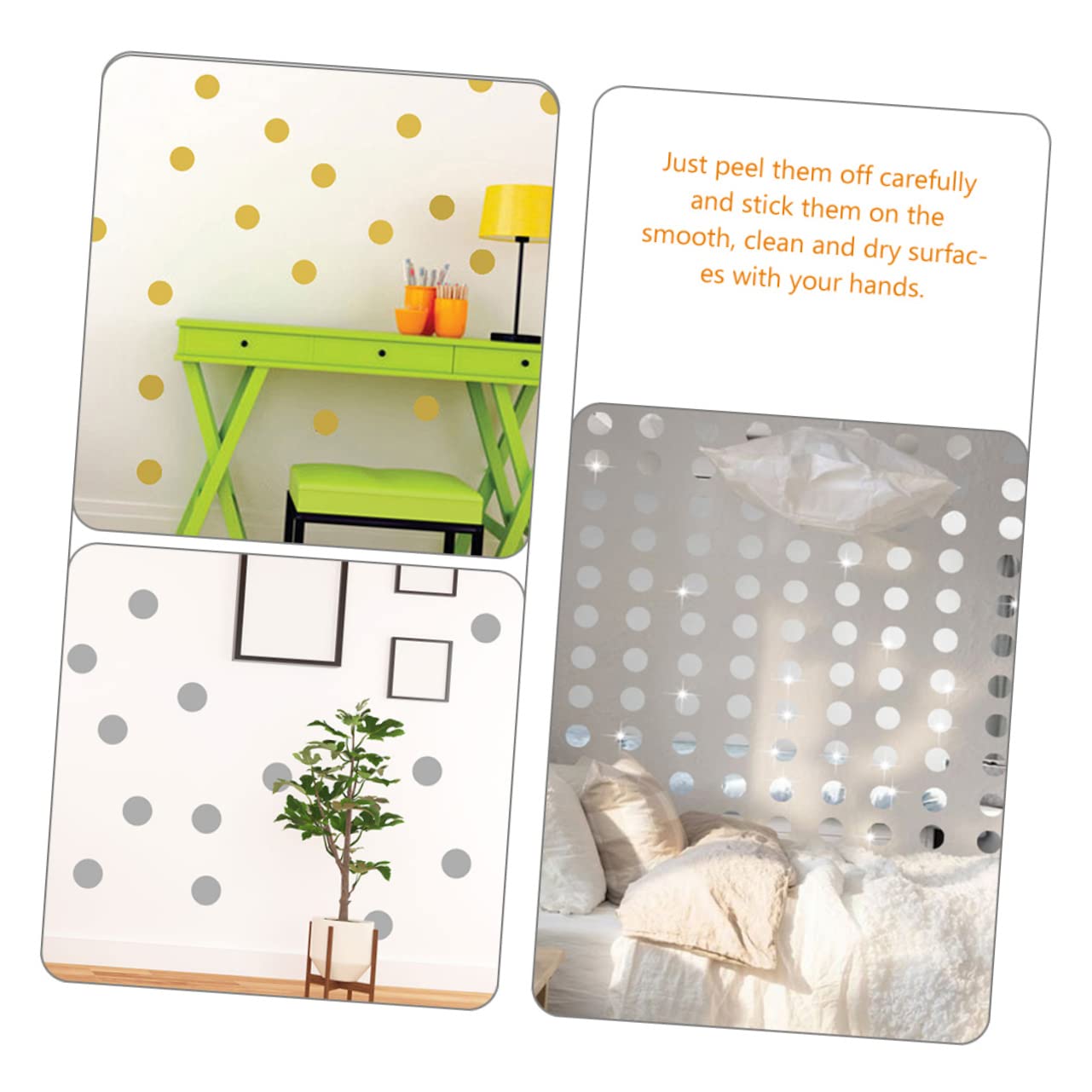 Mikikit 6 Sheets Gold Dot Wall Stickers - Removable Self-Adhesive Decals for Girls Room Decor, Bedroom, Nursery & Home Accessories - Sub-Gold Material for Stylish Interior Design