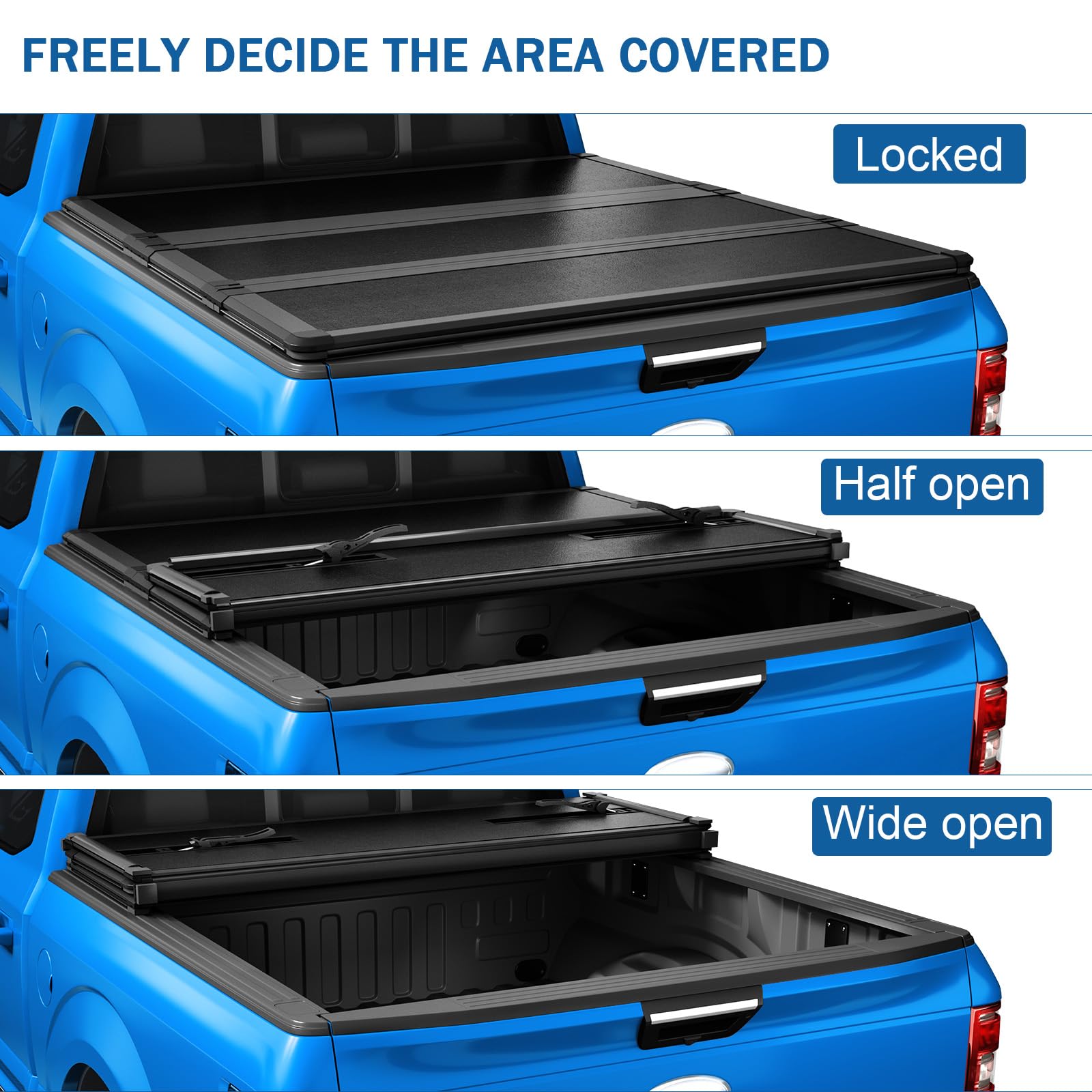 2024 Ford F-150 5.5FT Bed Hard Tri-Fold Tonneau Cover | Heavy Duty Truck Bed Cover | Weatherproof & Secure Cargo Protection | Perfect for Camping, Road Trips & Work Hauling