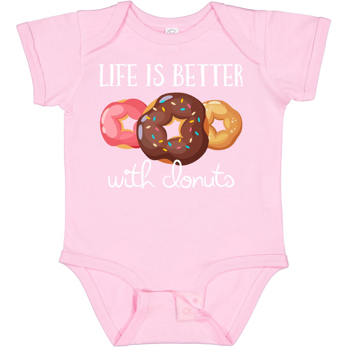 Inktastic Life Is Better with Donuts Baby Bodysuit - Cute Donut Print Onesie for Infants & Toddlers - Perfect for Birthday Parties, Photo Shoots & Everyday Wear