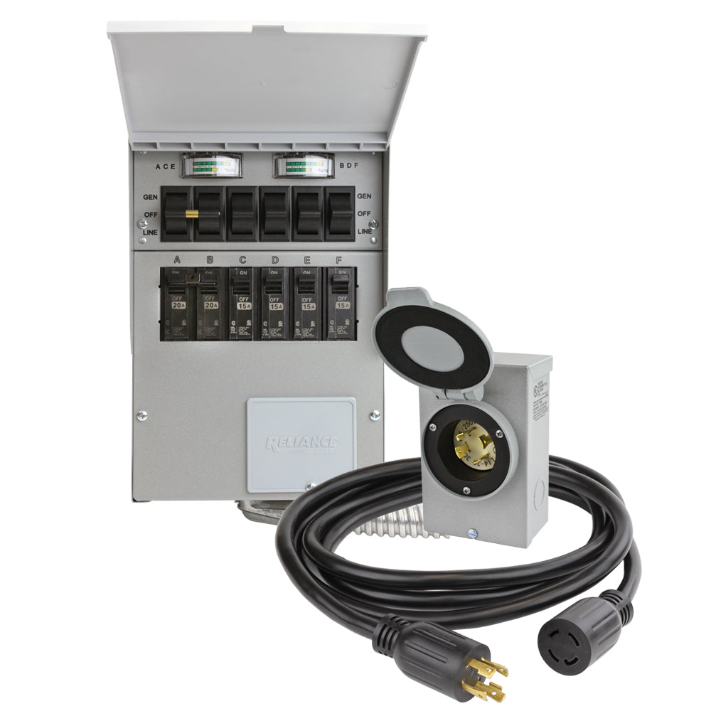 Reliance 306CRK Pro/Tran 2 Indoor 6 Circuit Transfer Switch Kit with Meters - Backup Power Solution for Home & Office During Outages