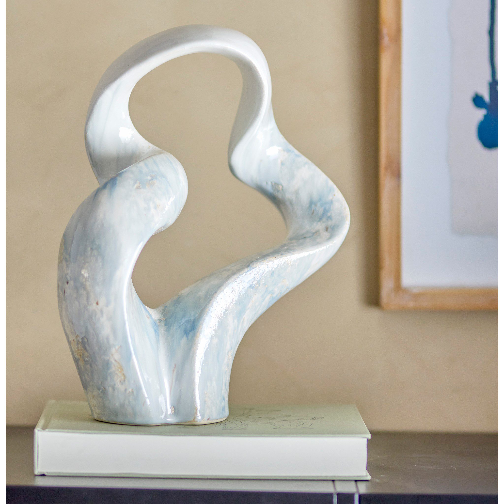BLOOMINGVILLE Rouyi Sculpture - Handcrafted Stoneware Ceramic Home Decor in Elegant Grey | Perfect for Living Room, Office & Bookshelf Display
